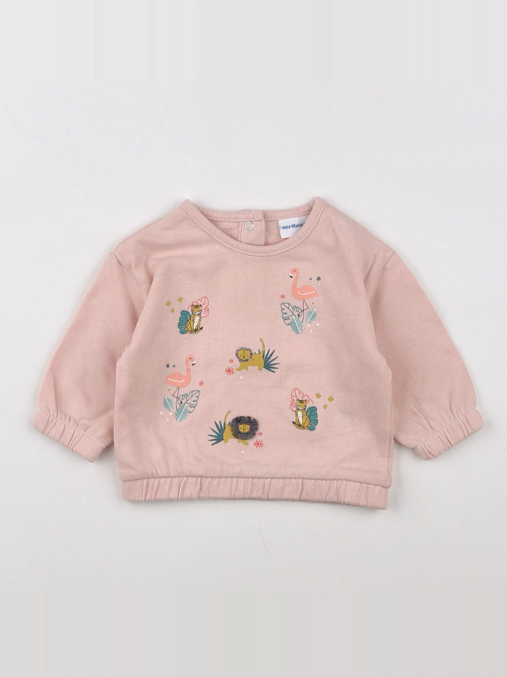 Vertbaudet - sweat rose - 3 mois