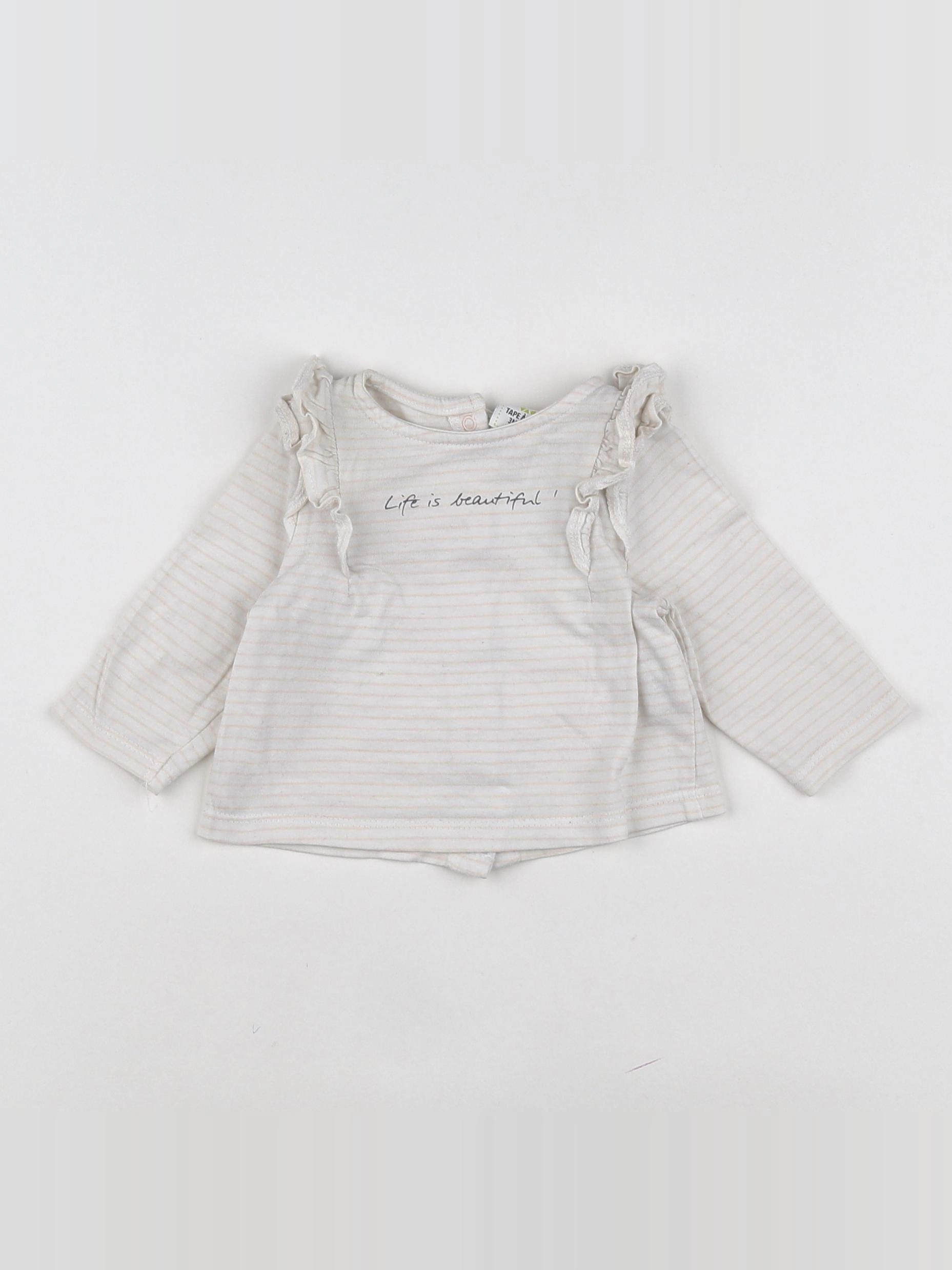 Tape à l'oeil - tee-shirt blanc, rose - 3 mois