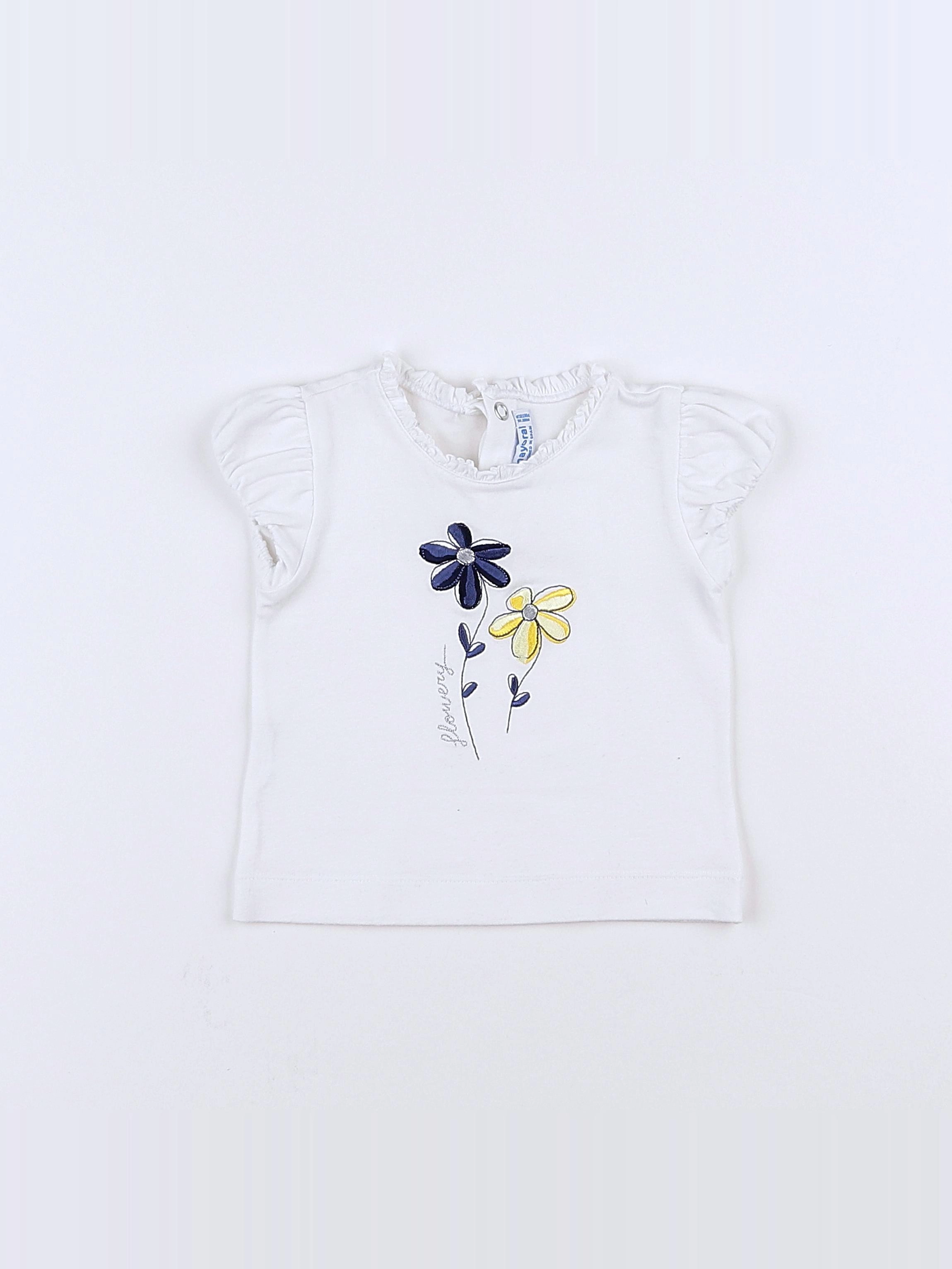 Mayoral - tee-shirt blanc - 9 mois