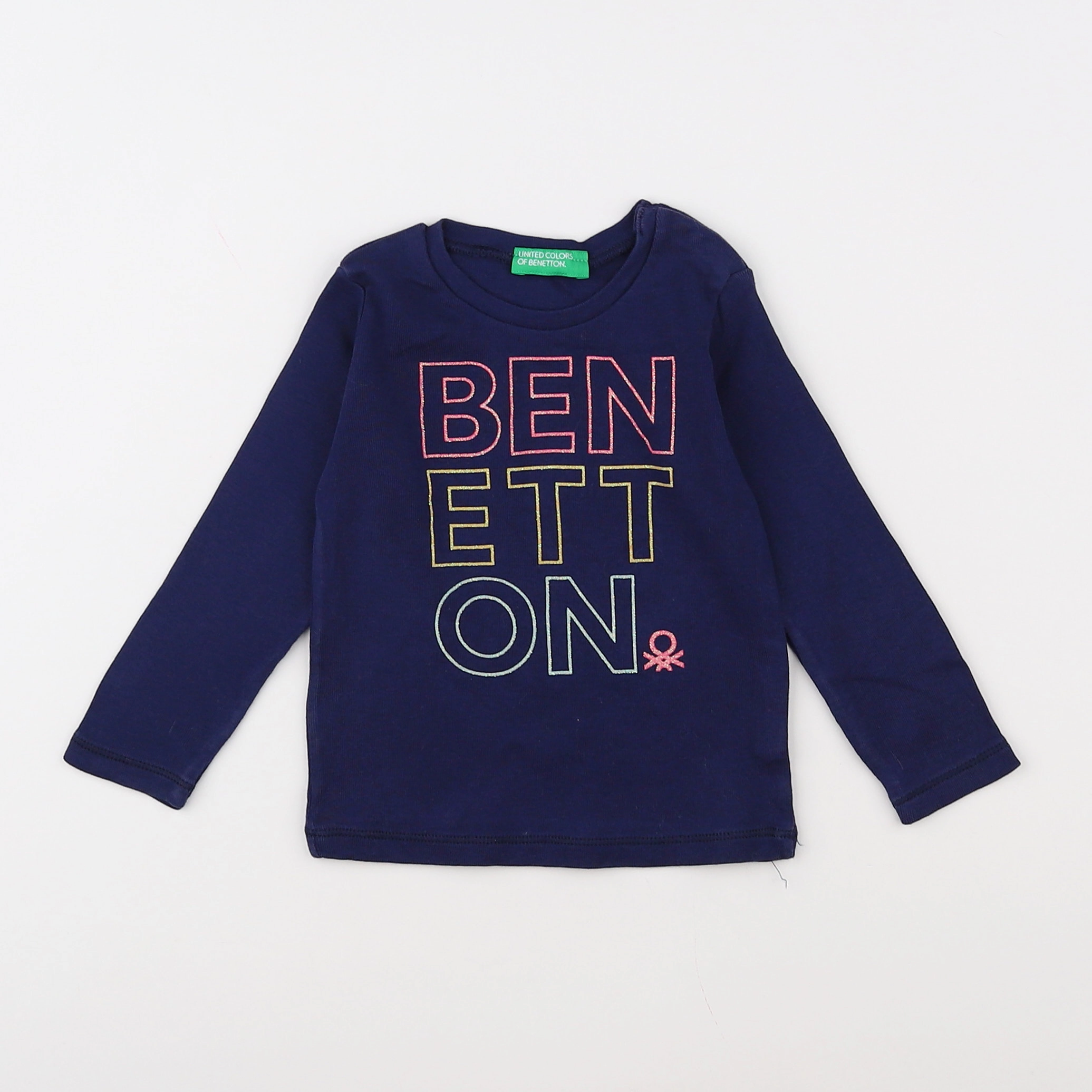 Benetton - tee-shirt bleu - 9/12 mois