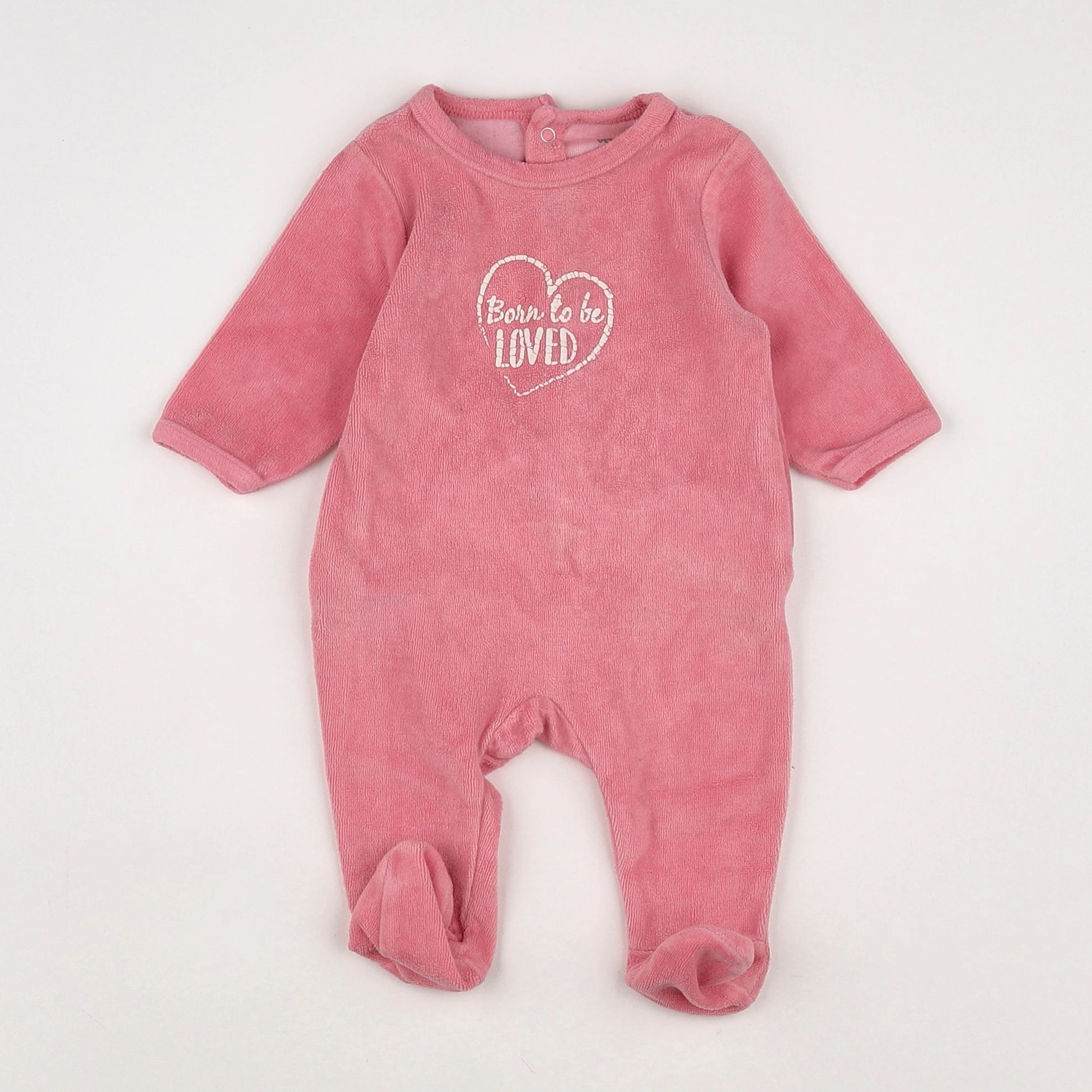 Vertbaudet - pyjama velours rose - 1 mois