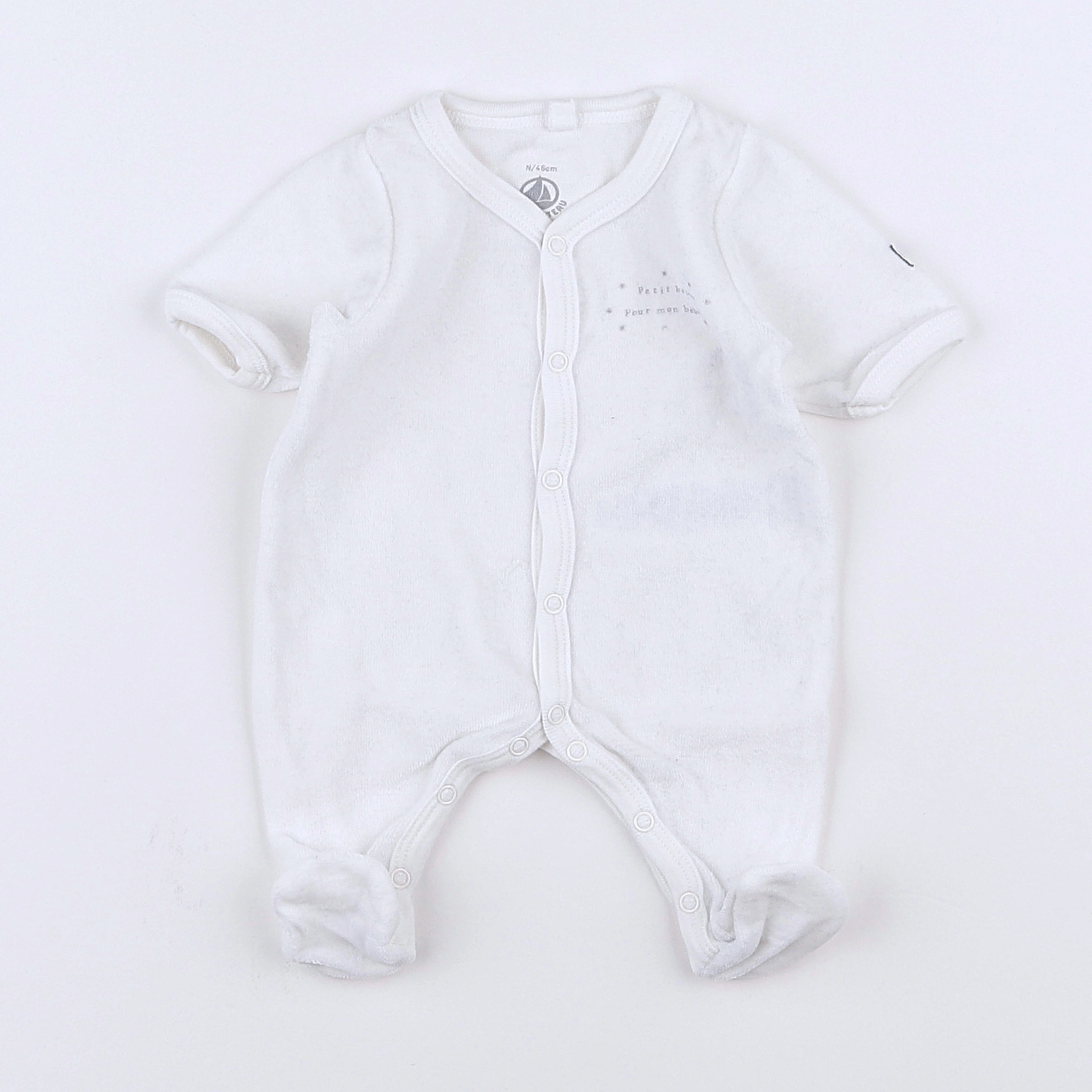 Petit Bateau - pyjama velours blanc - Prématuré