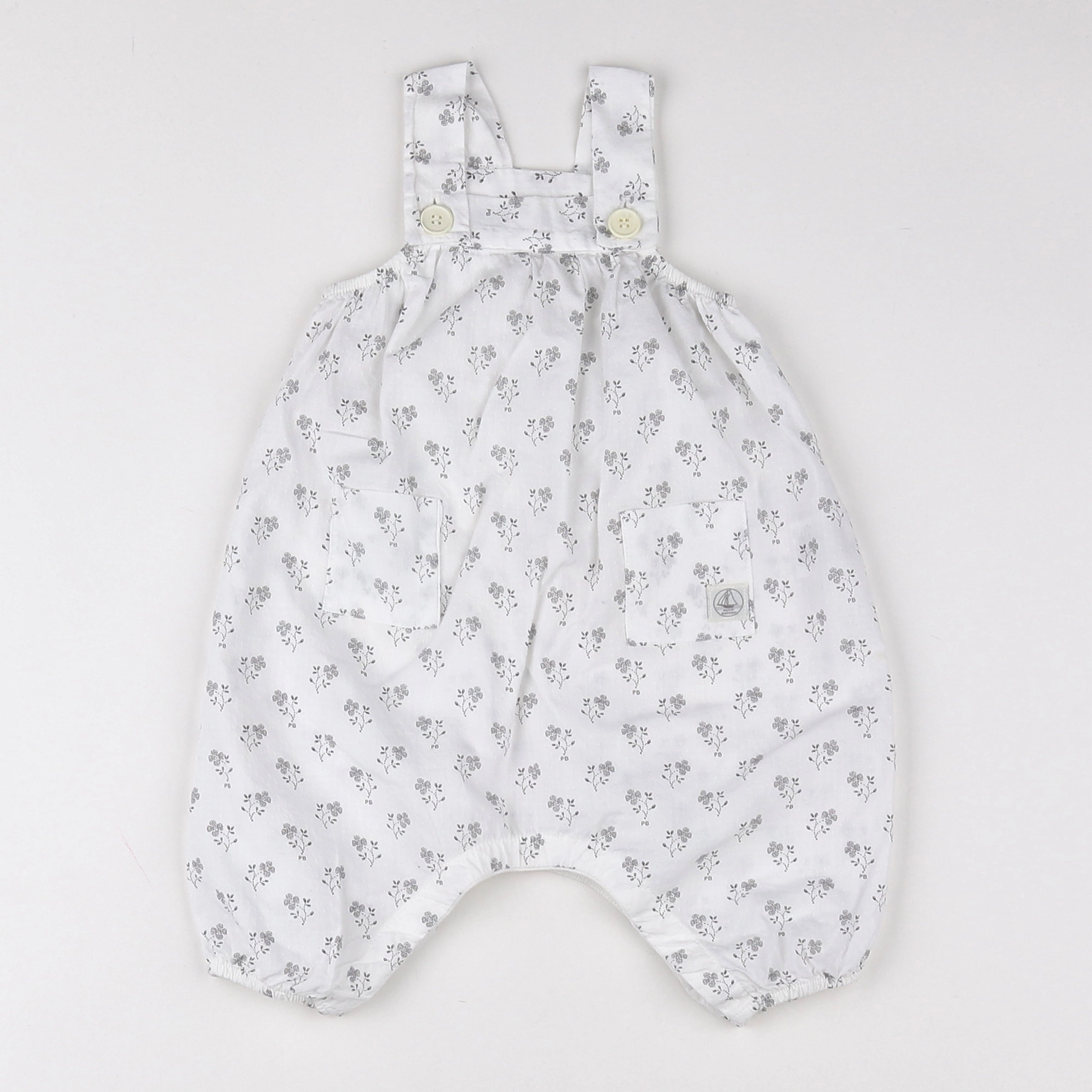 Petit Bateau - salopette blanc - 3 mois