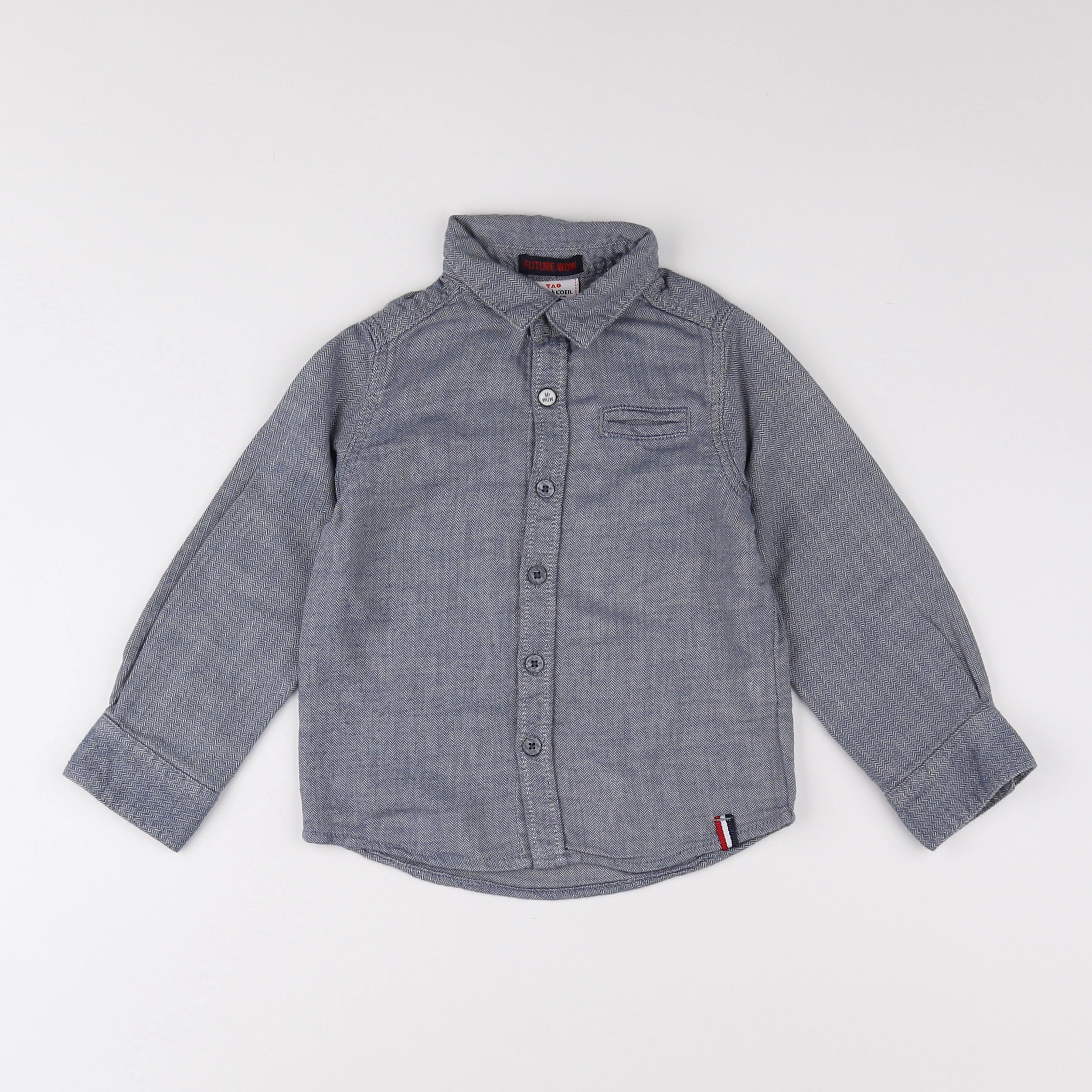 Tape à l'oeil - chemise bleu, blanc - 6 ans