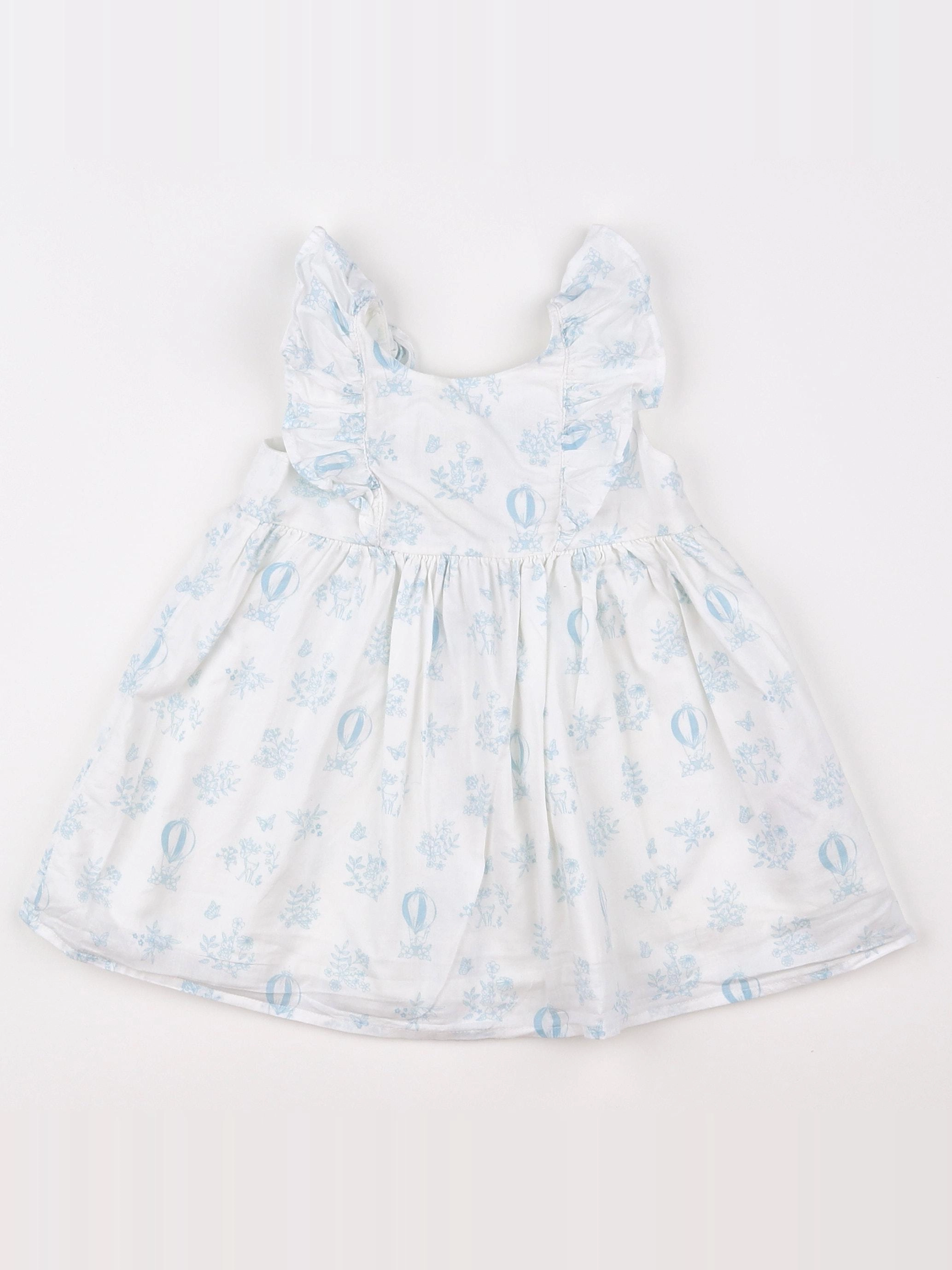 Vertbaudet - robe blanc, bleu - 9 mois