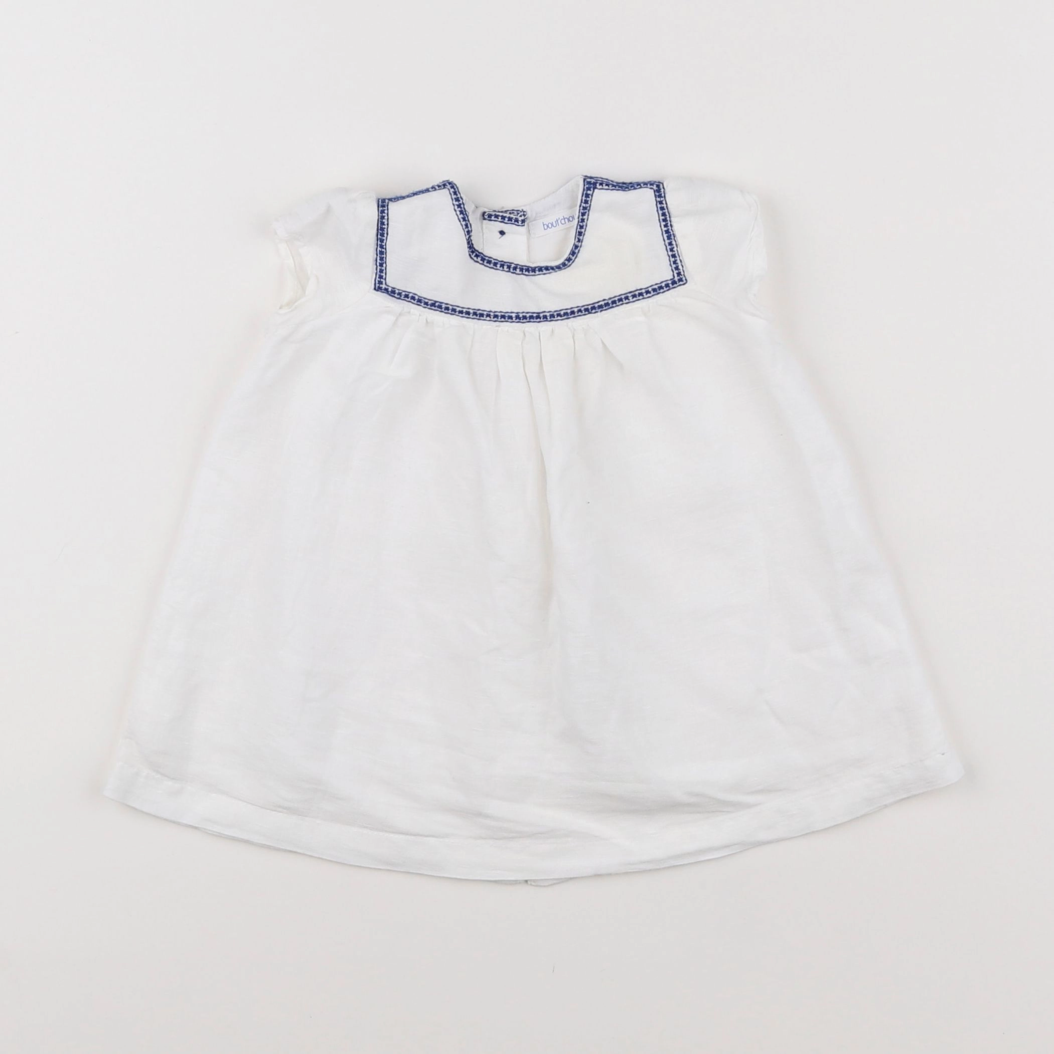 Boutchou - robe blanc, bleu - 3 mois