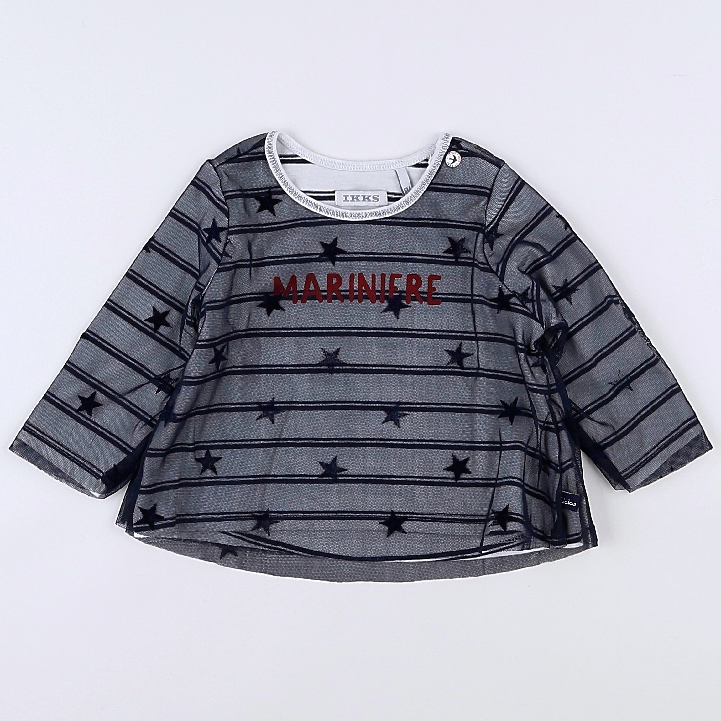 IKKS - tee-shirt bleu, blanc - 6 mois