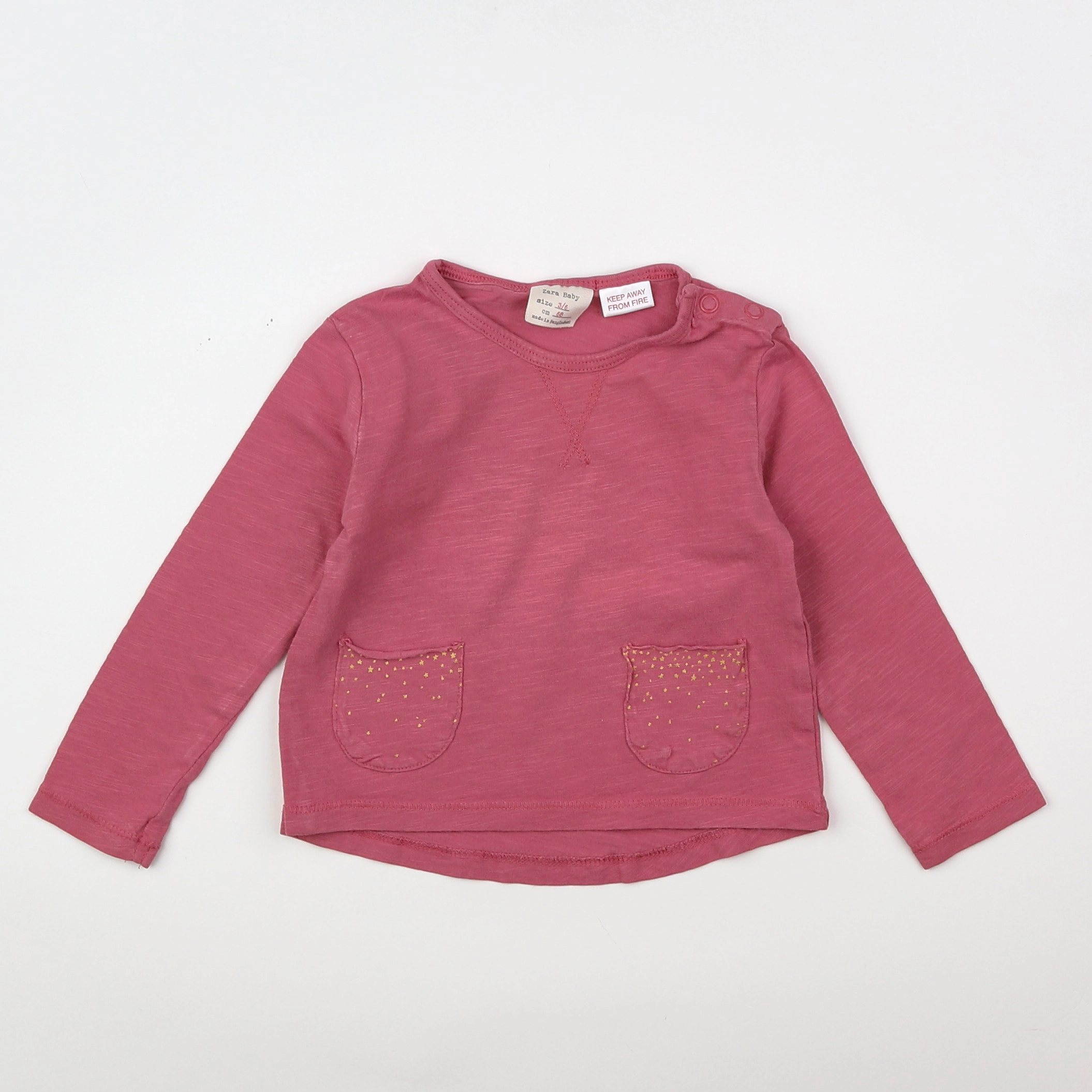 Zara - tee-shirt rose - 3/6 mois