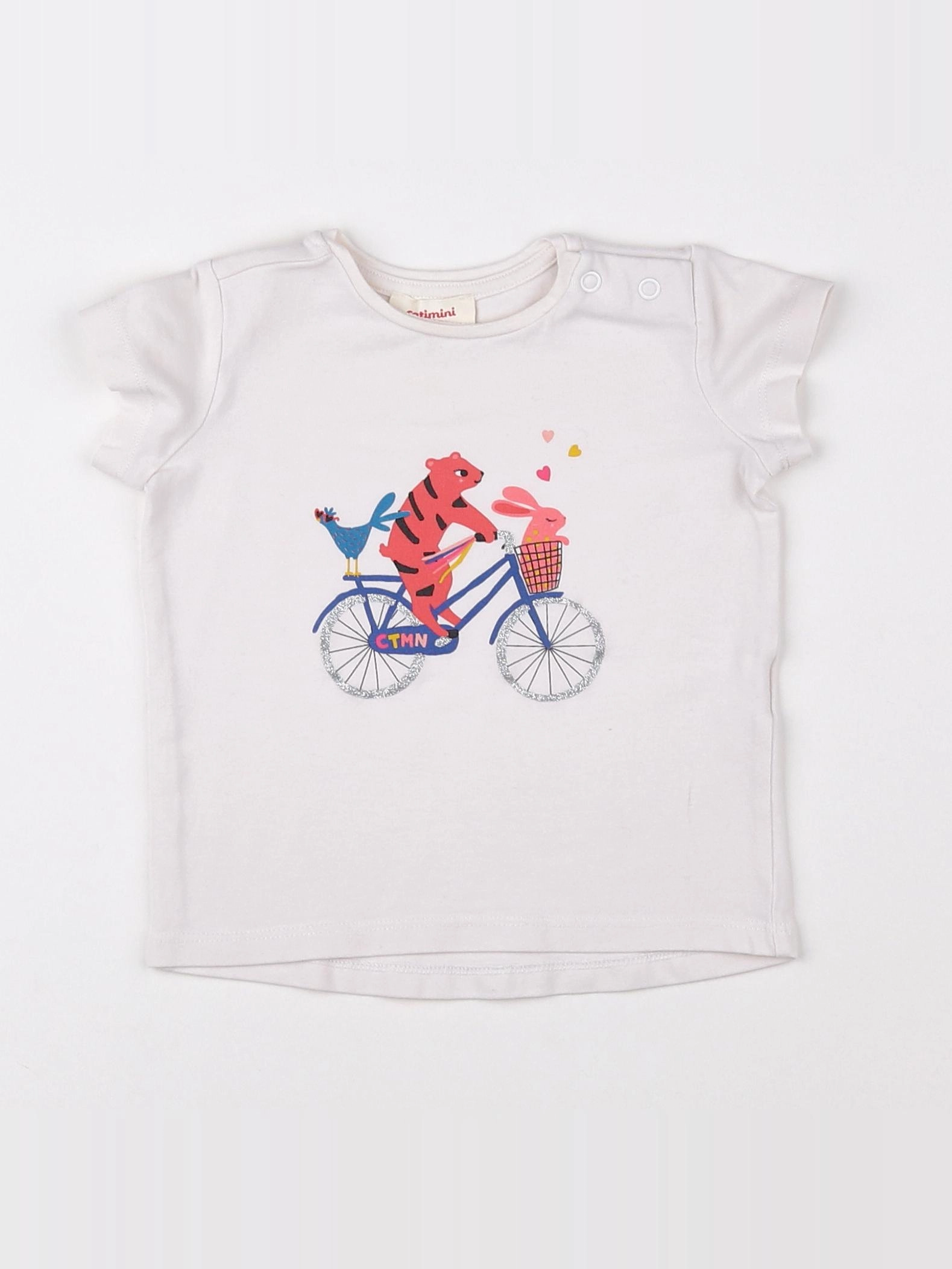 Catimini - tee-shirt rose, argent - 9 mois