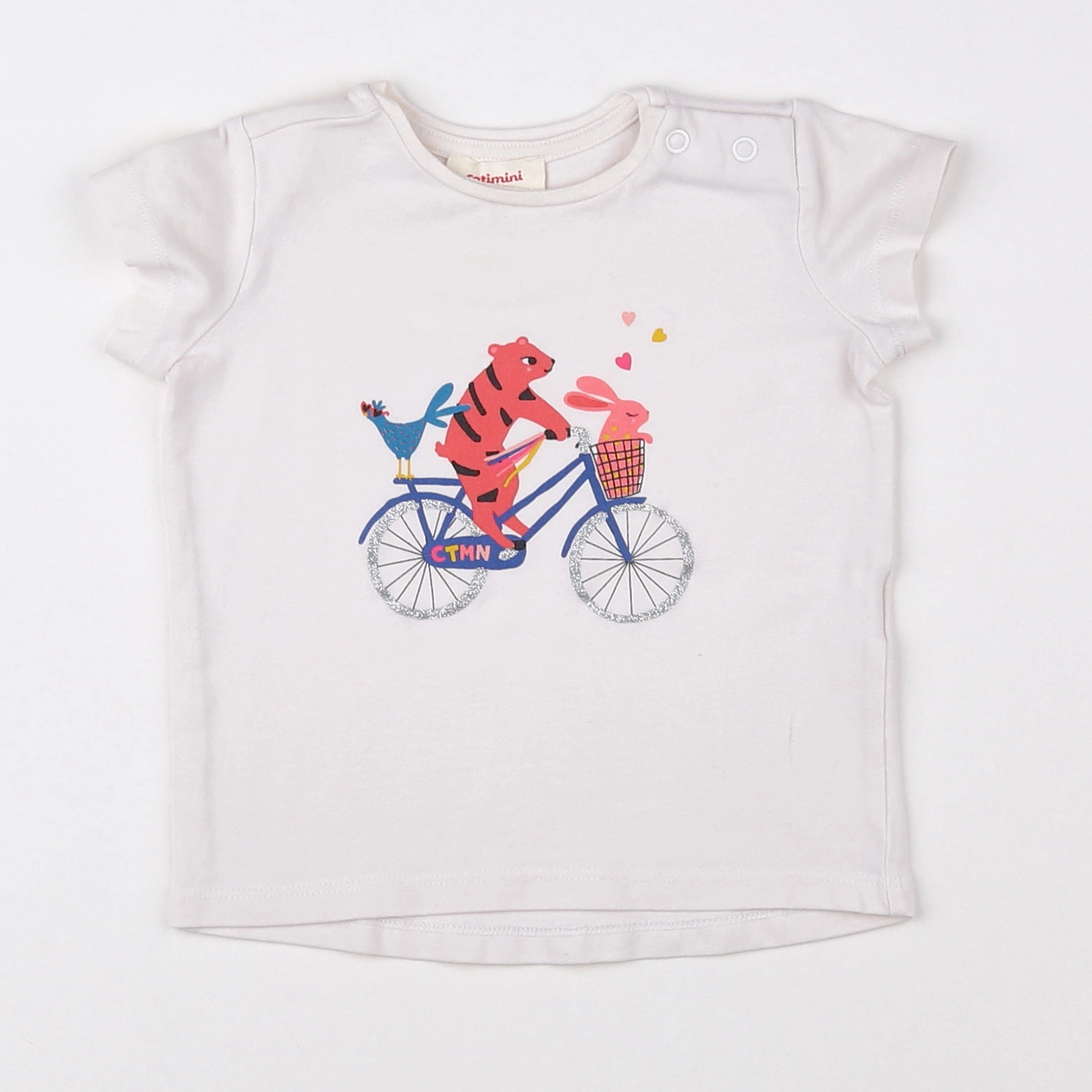 Catimini - tee-shirt rose, argent - 9 mois