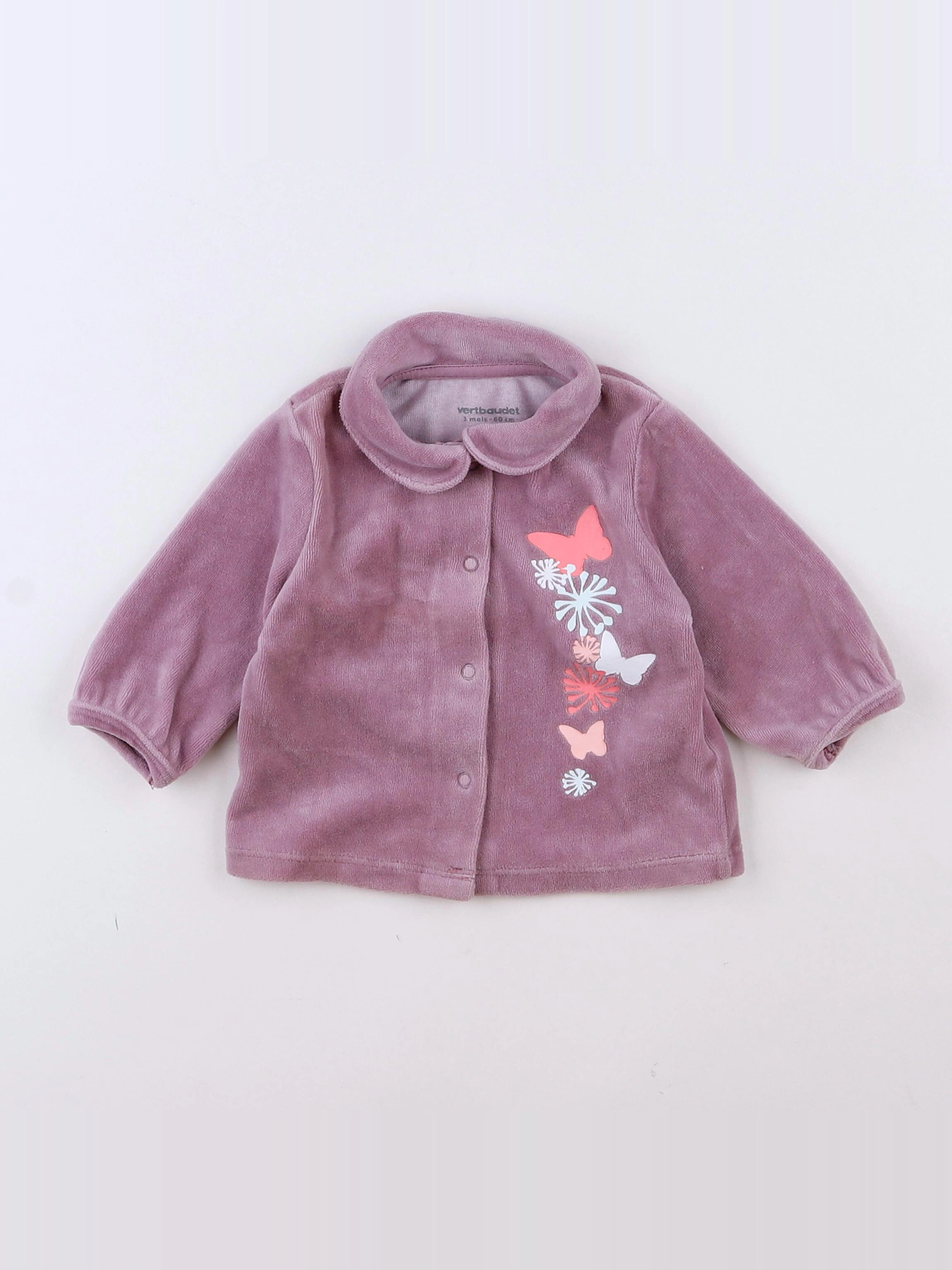 Vertbaudet - pyjama velours violet - 3 mois