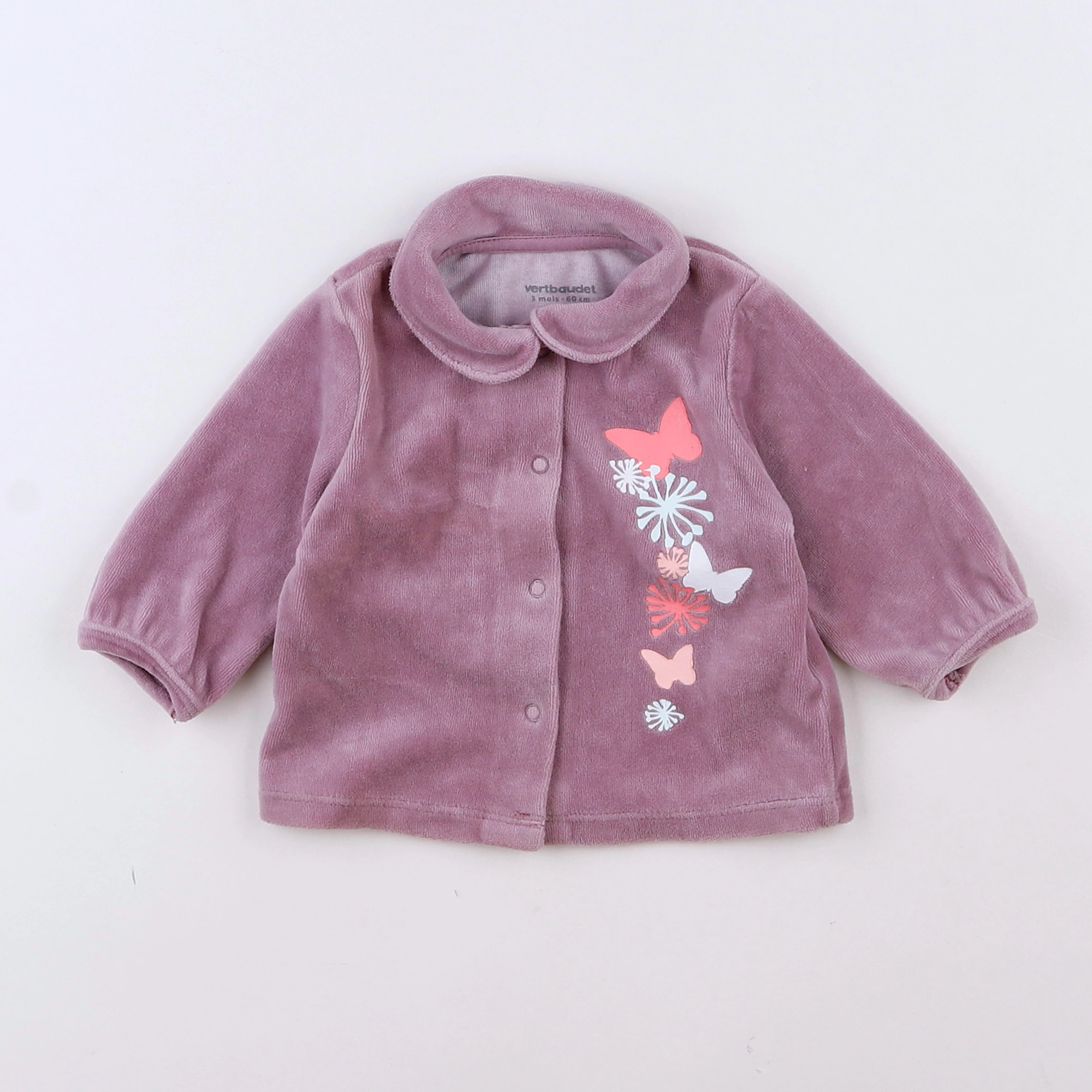 Vertbaudet - pyjama velours violet - 3 mois