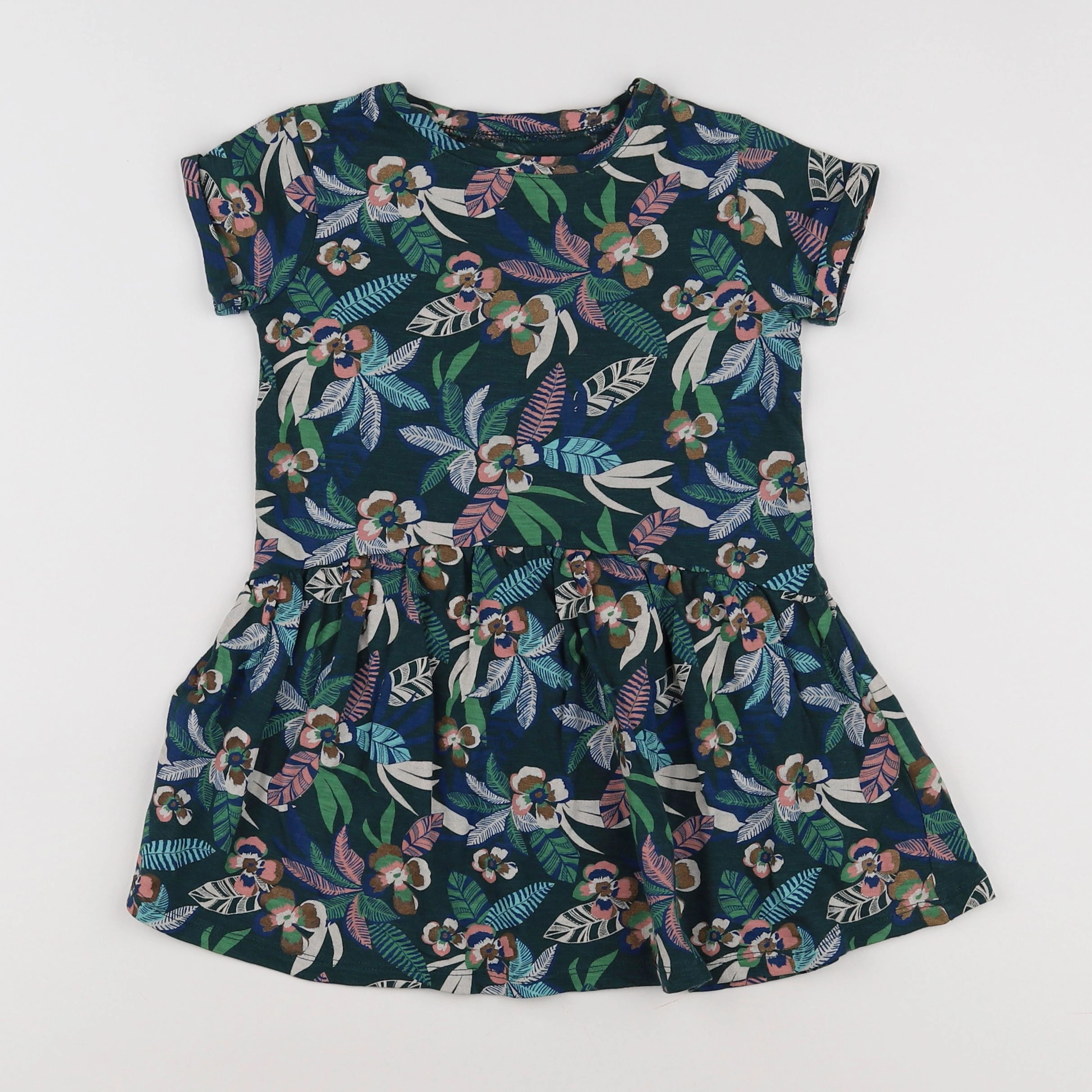 Vertbaudet - robe vert, multicolore - 4 ans