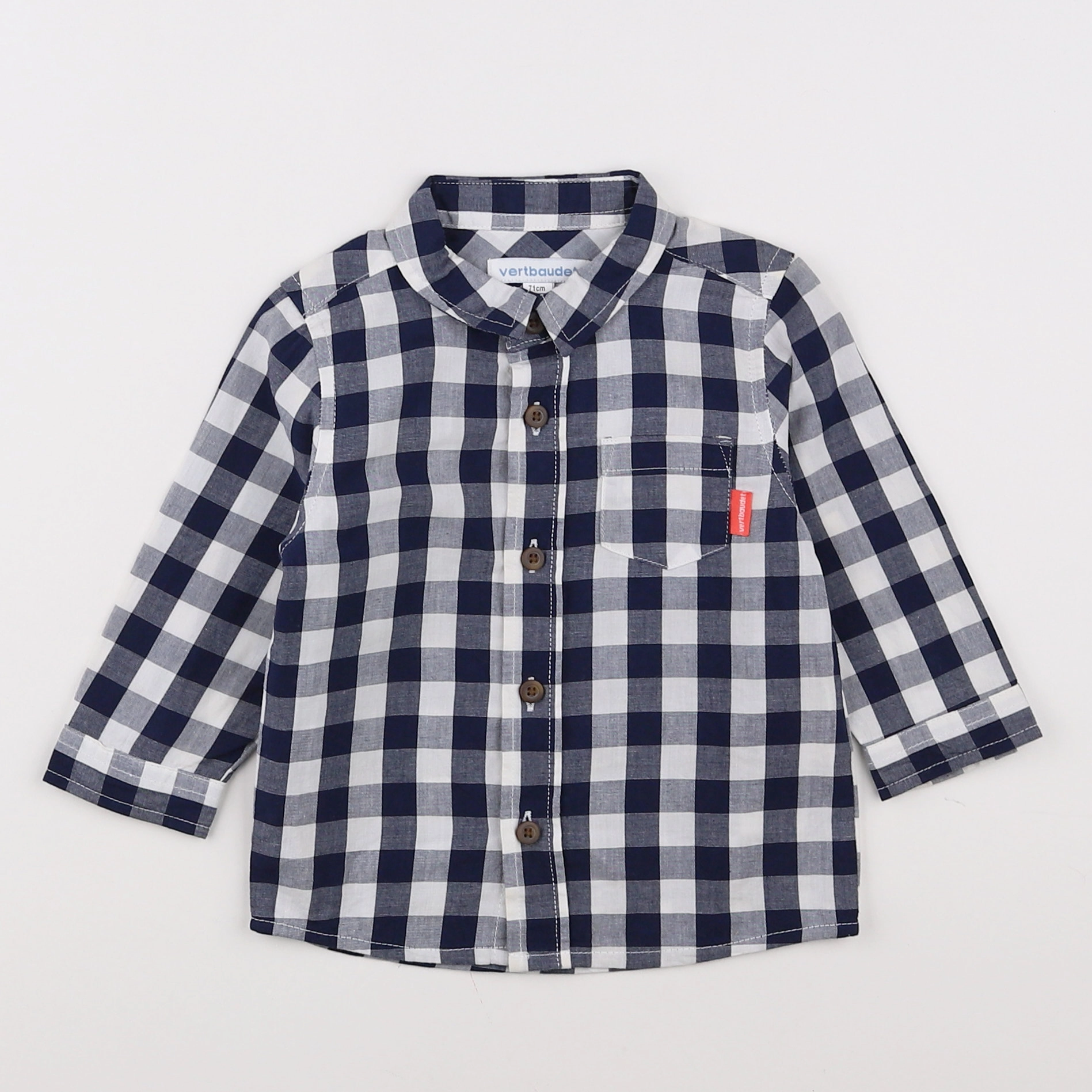 Vertbaudet - chemise bleu, blanc - 9 mois