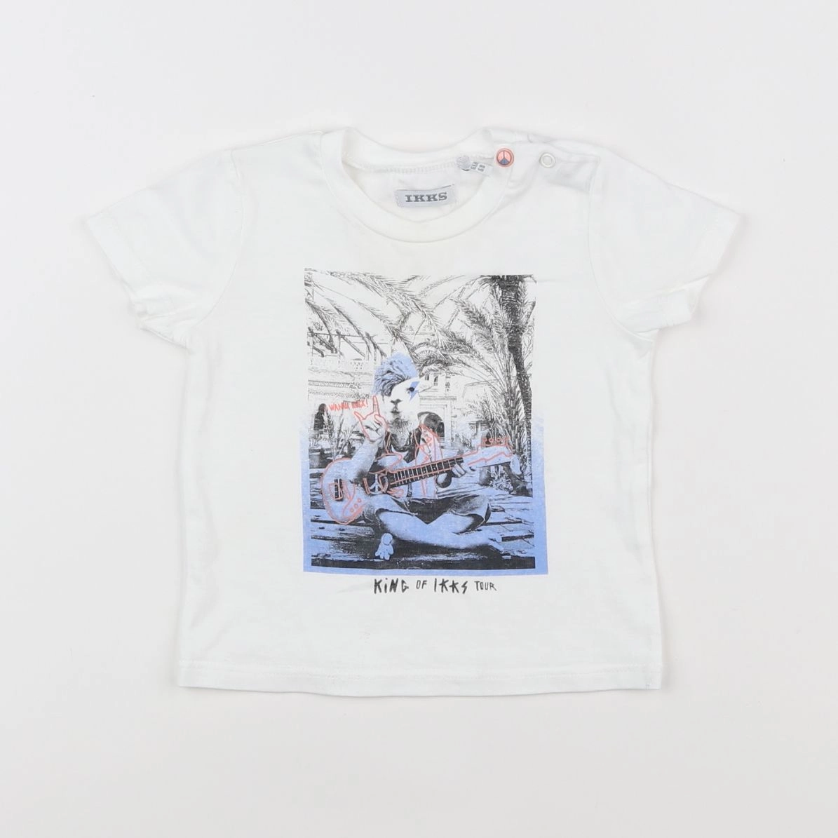 IKKS - tee-shirt blanc, bleu, noir - 6 mois