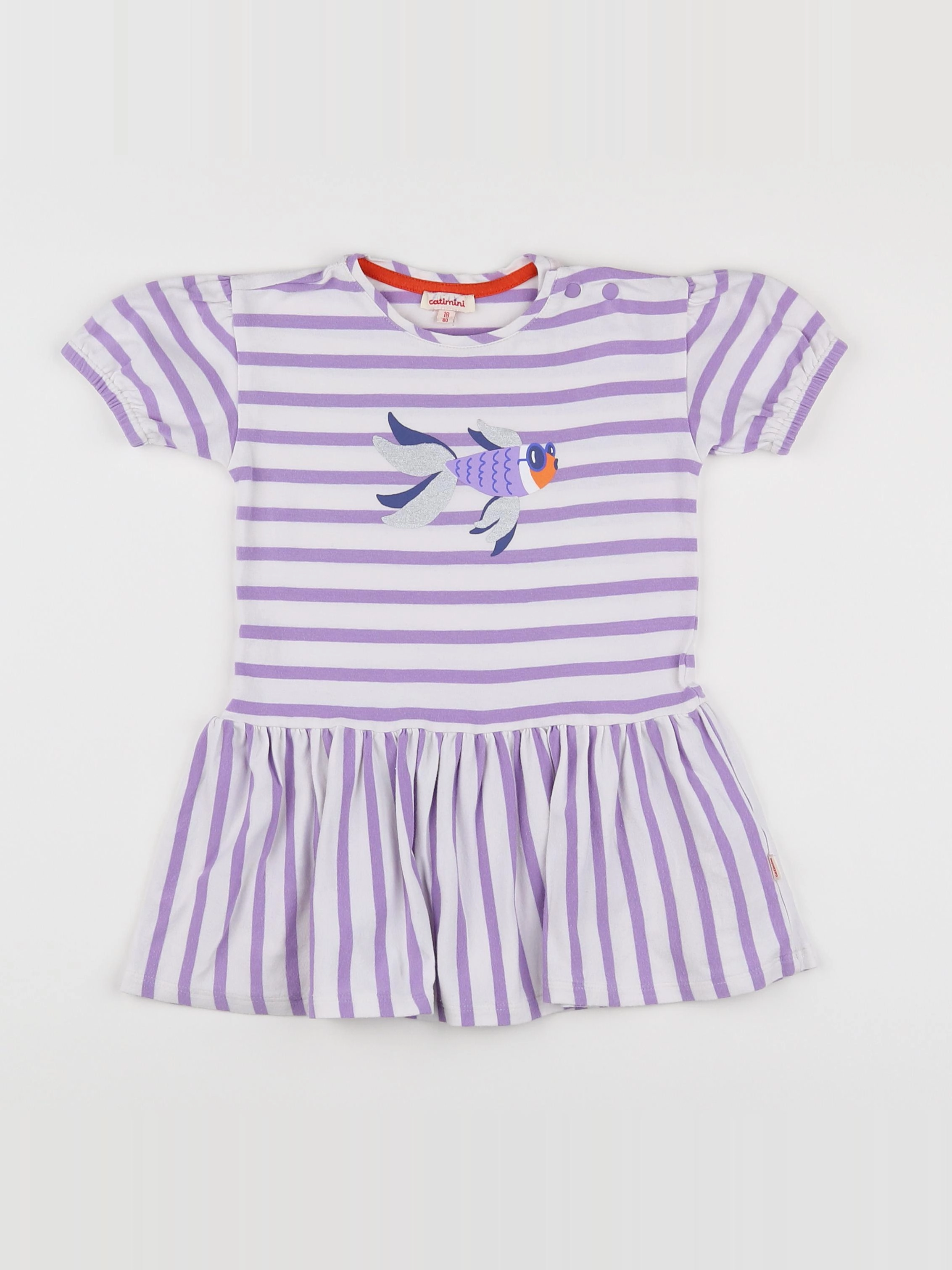 Catimini - robe blanc, violet - 18 mois