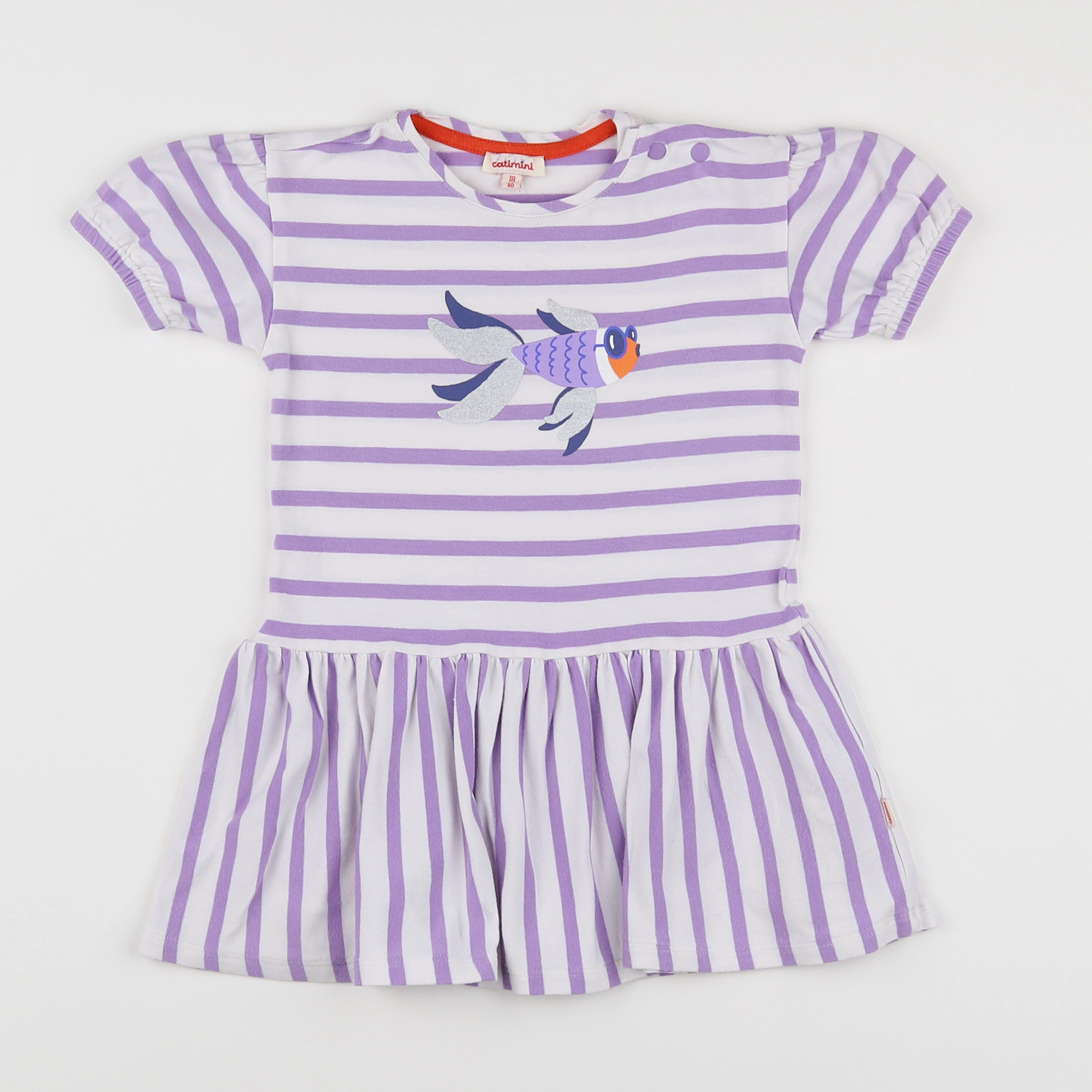 Catimini - robe blanc, violet - 18 mois