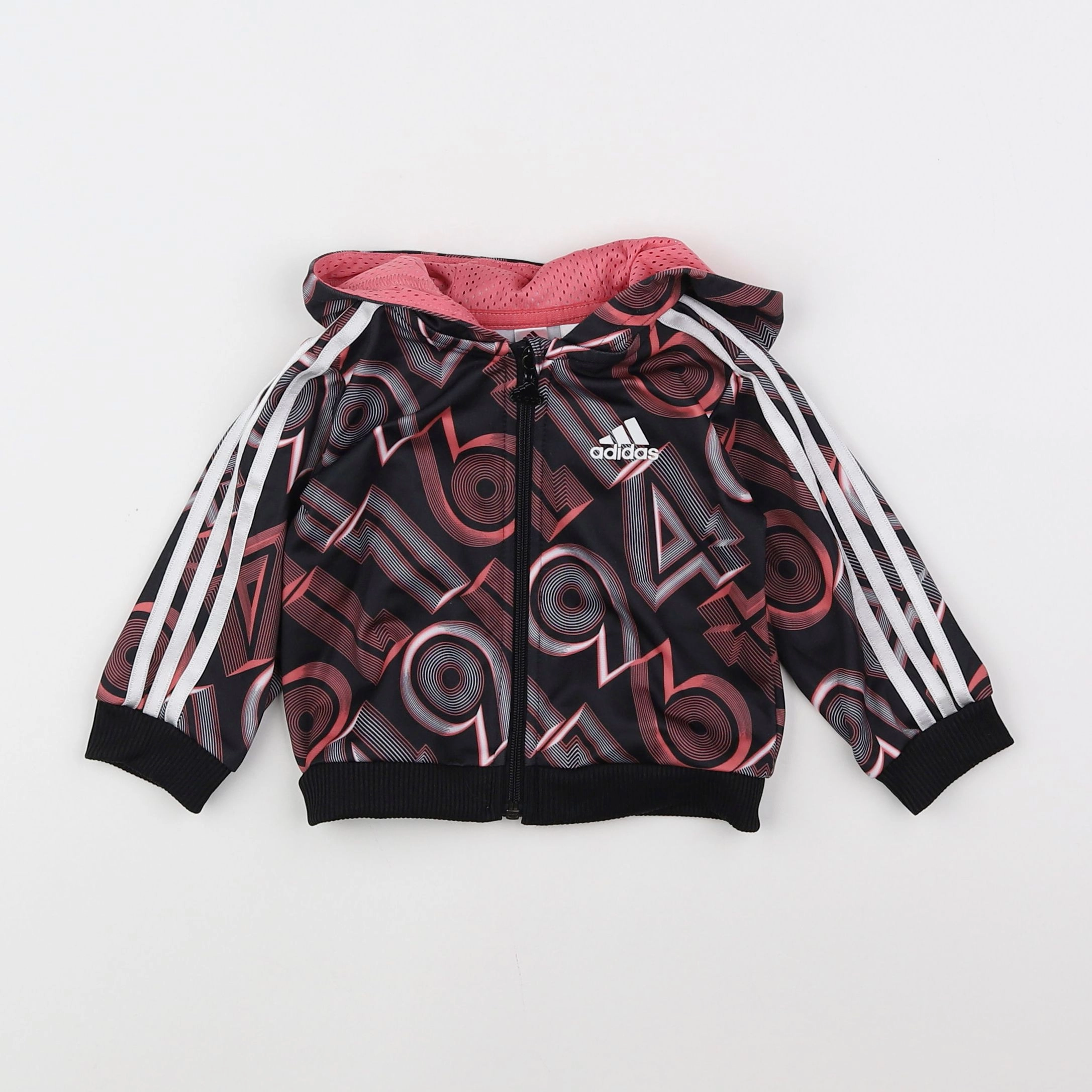 Adidas - sweat rose, noir - 3/6 mois