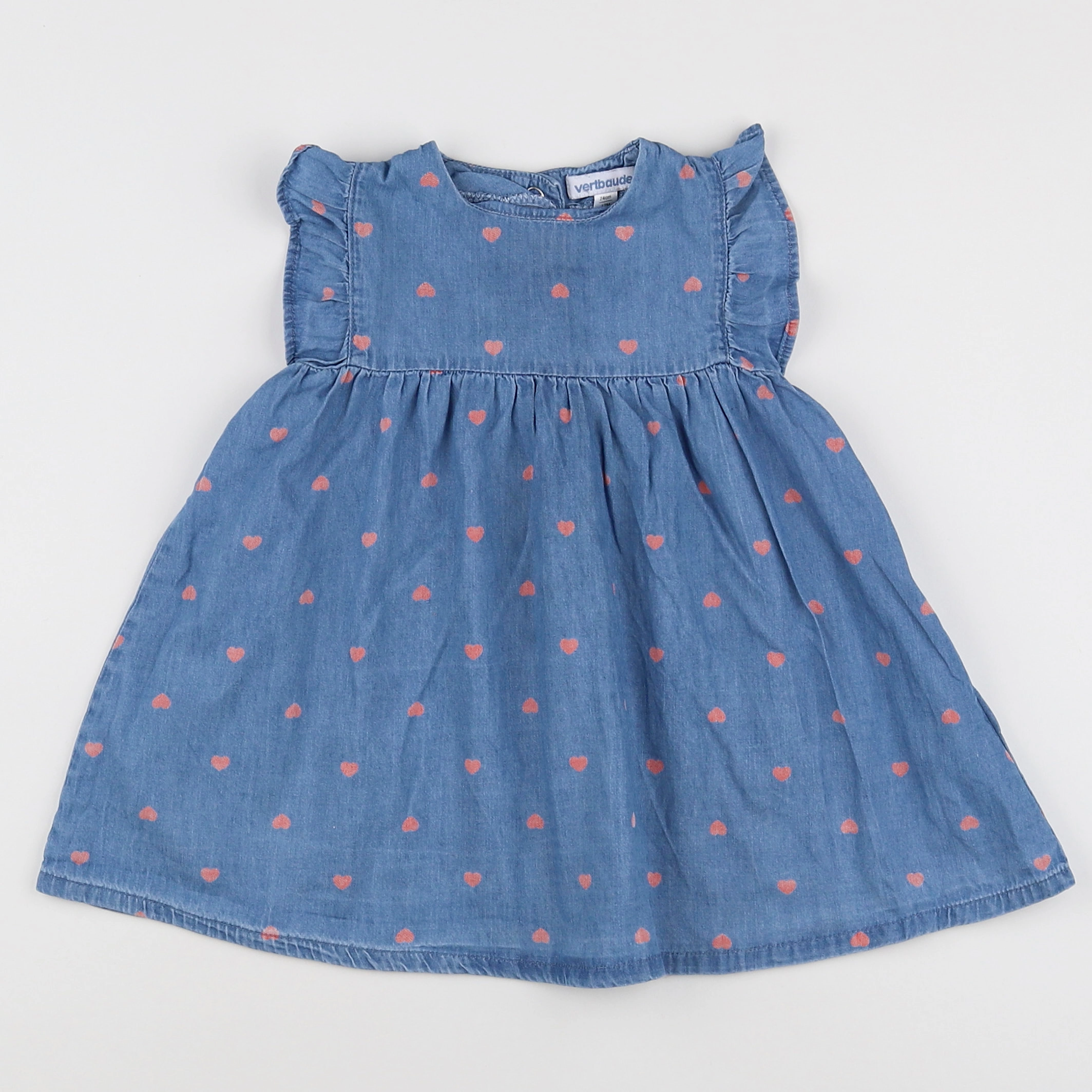 Vertbaudet - robe bleu, rouge - 12 mois