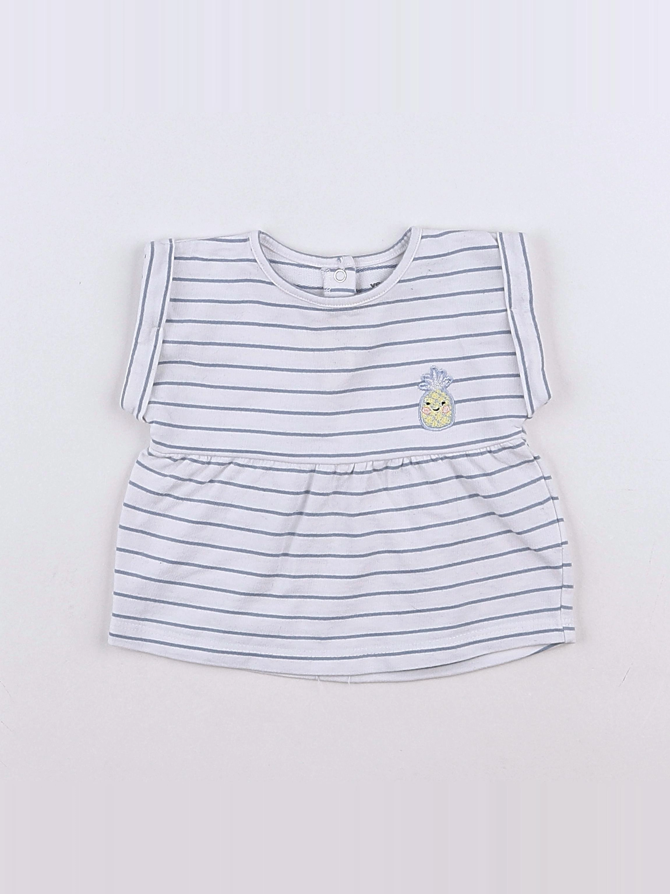 Vertbaudet - robe bleu, blanc - 1 mois