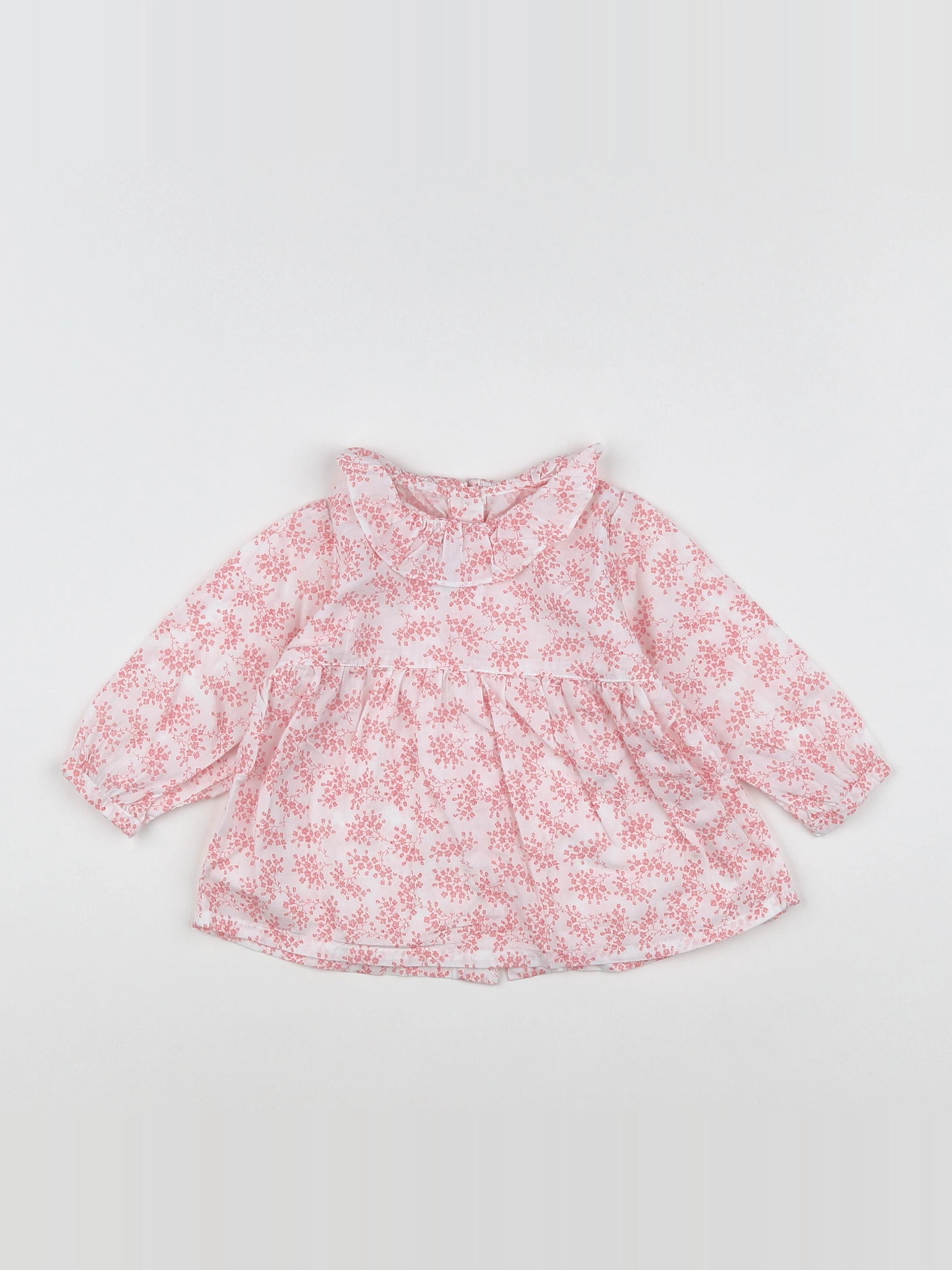 Les Lutins Paris - blouse blanc, rose - 9 mois