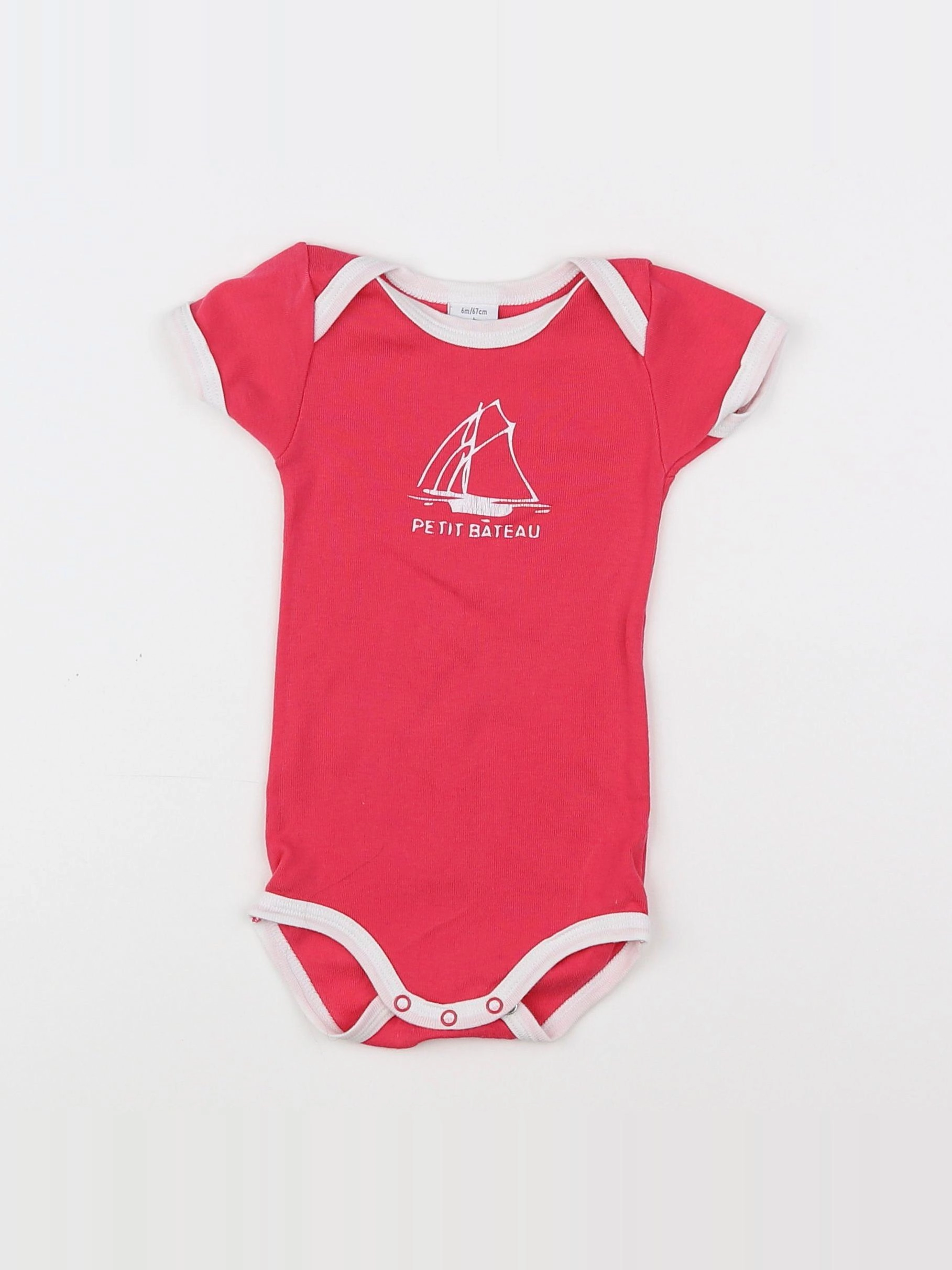 Petit Bateau - body rose, blanc - 6 mois