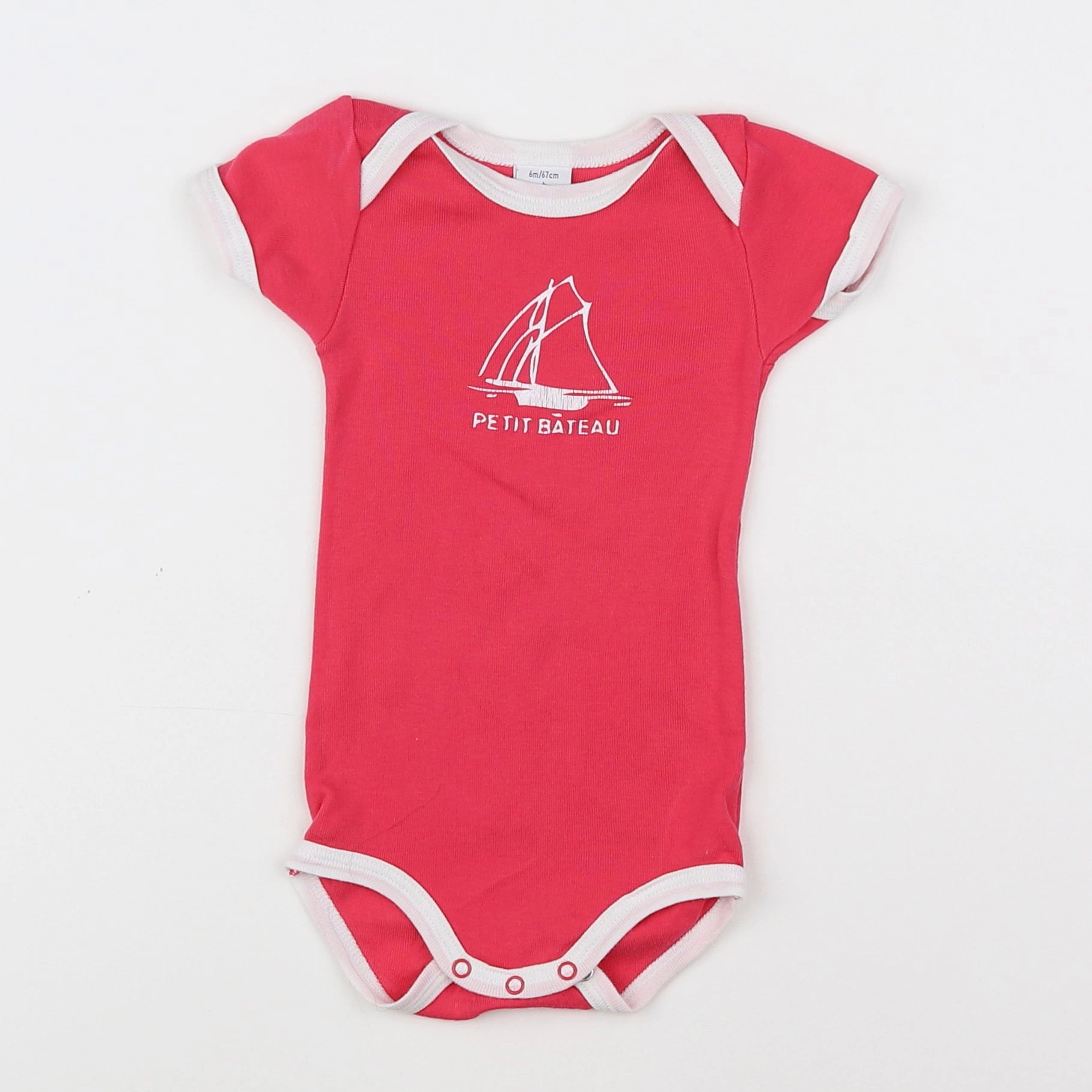 Petit Bateau - body rose, blanc - 6 mois