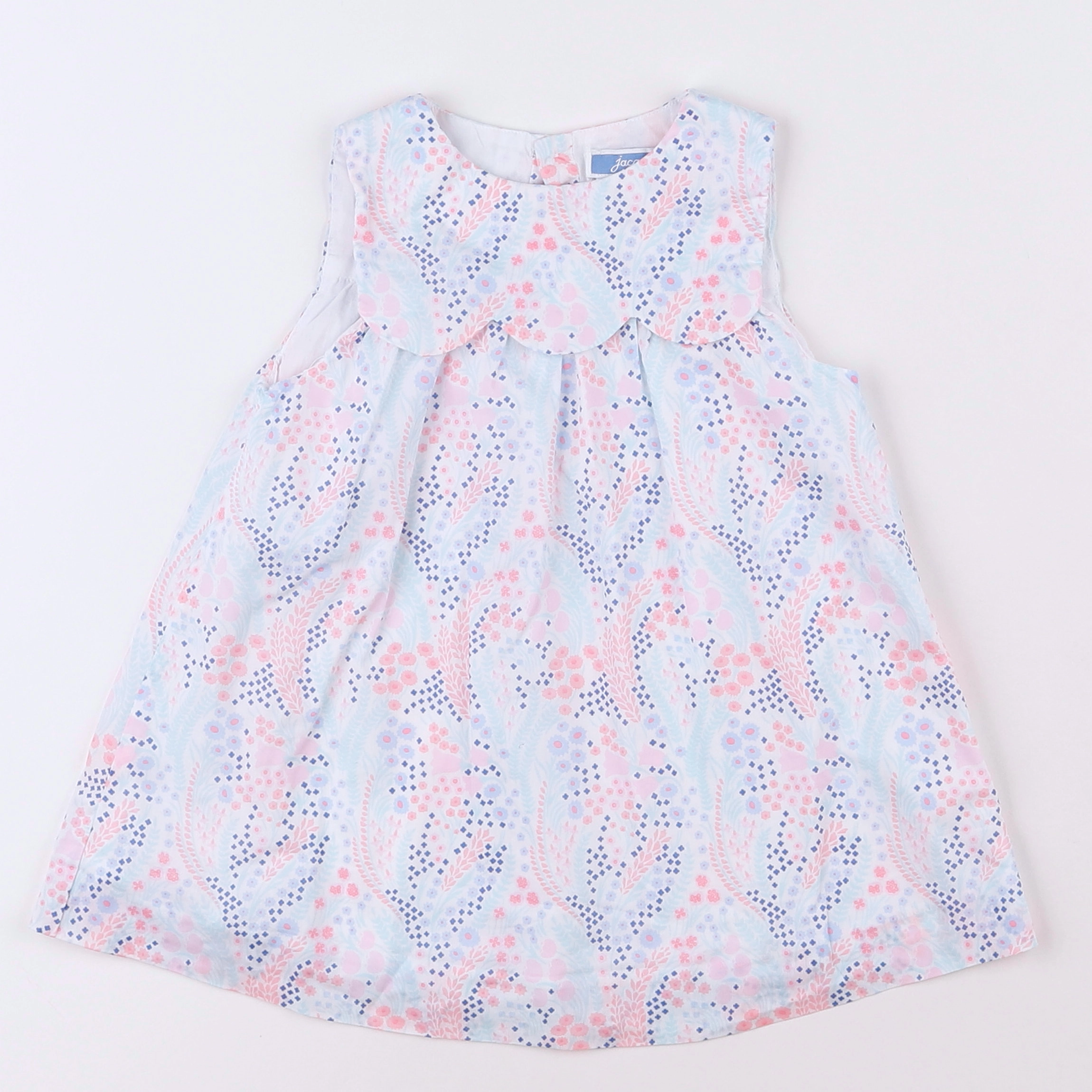 Jacadi - robe blanc, bleu, rose - 12 mois