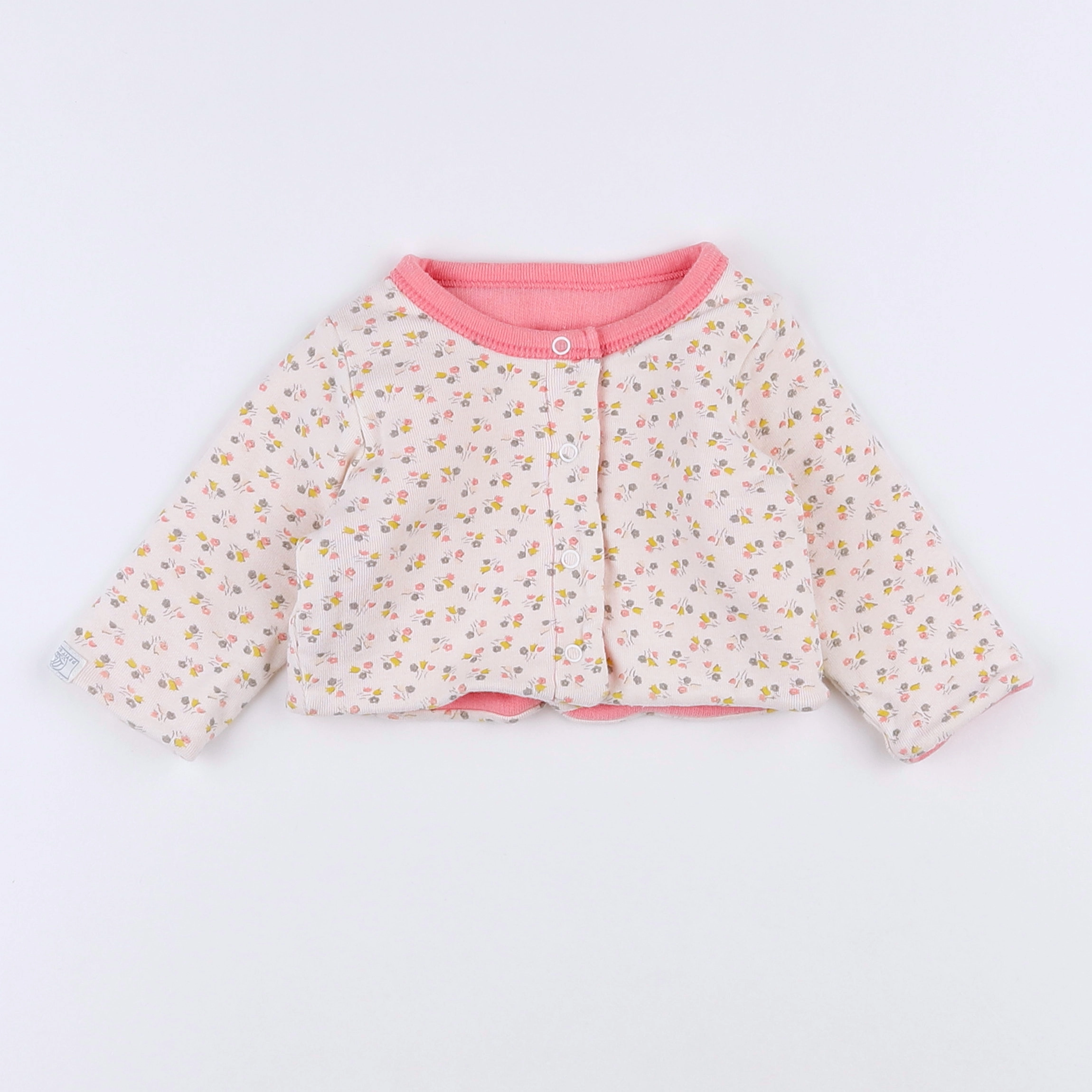 Petit Bateau - sweat beige, rose - 0 mois