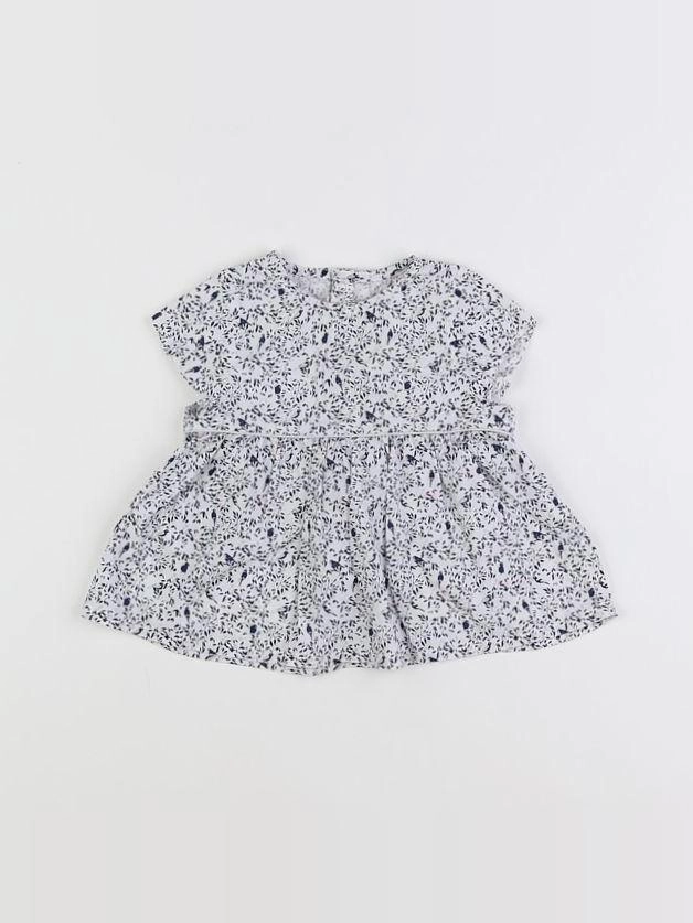 Petit Bateau - blouse bleu - 12 mois