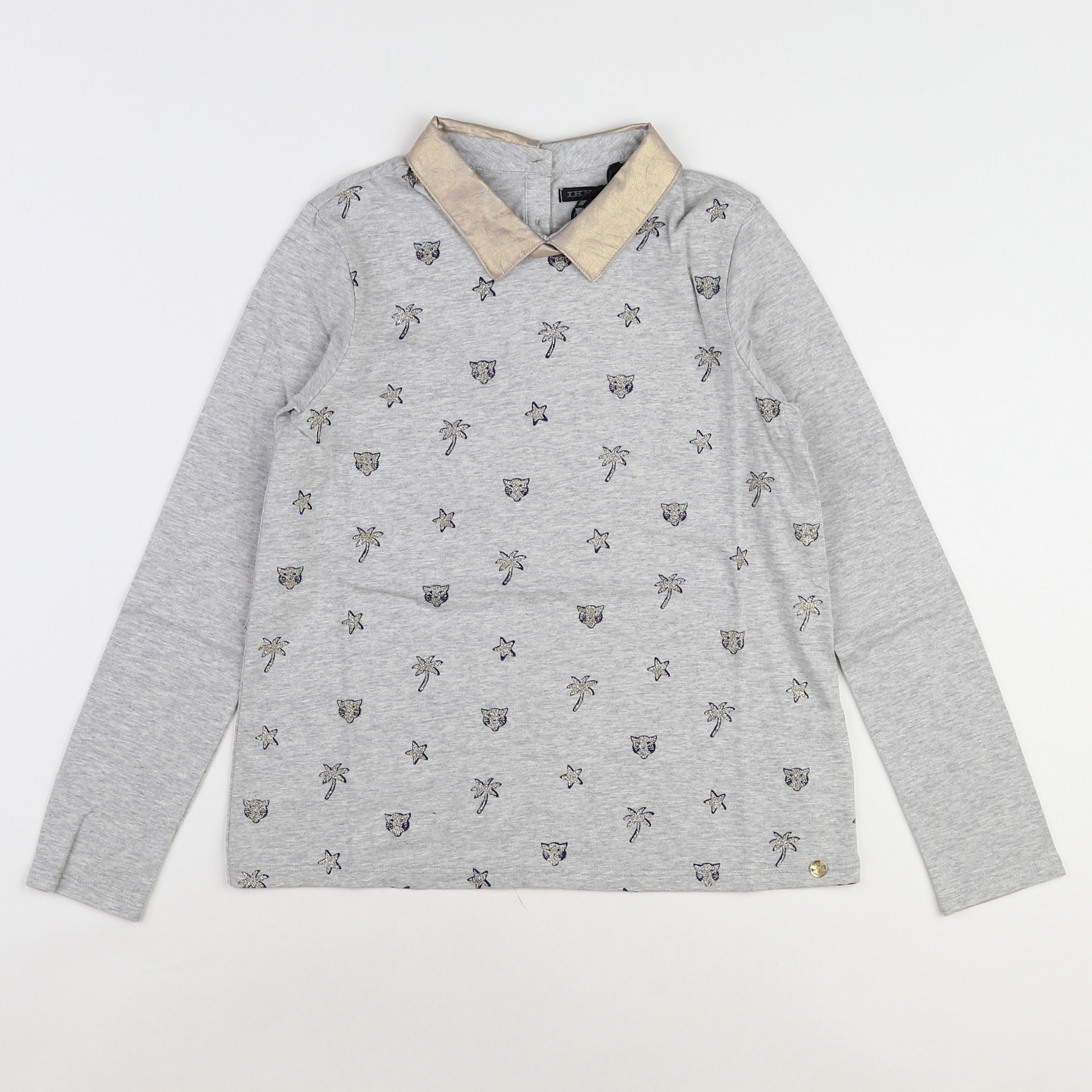 IKKS - tee-shirt gris, or (neuf) - 8 ans