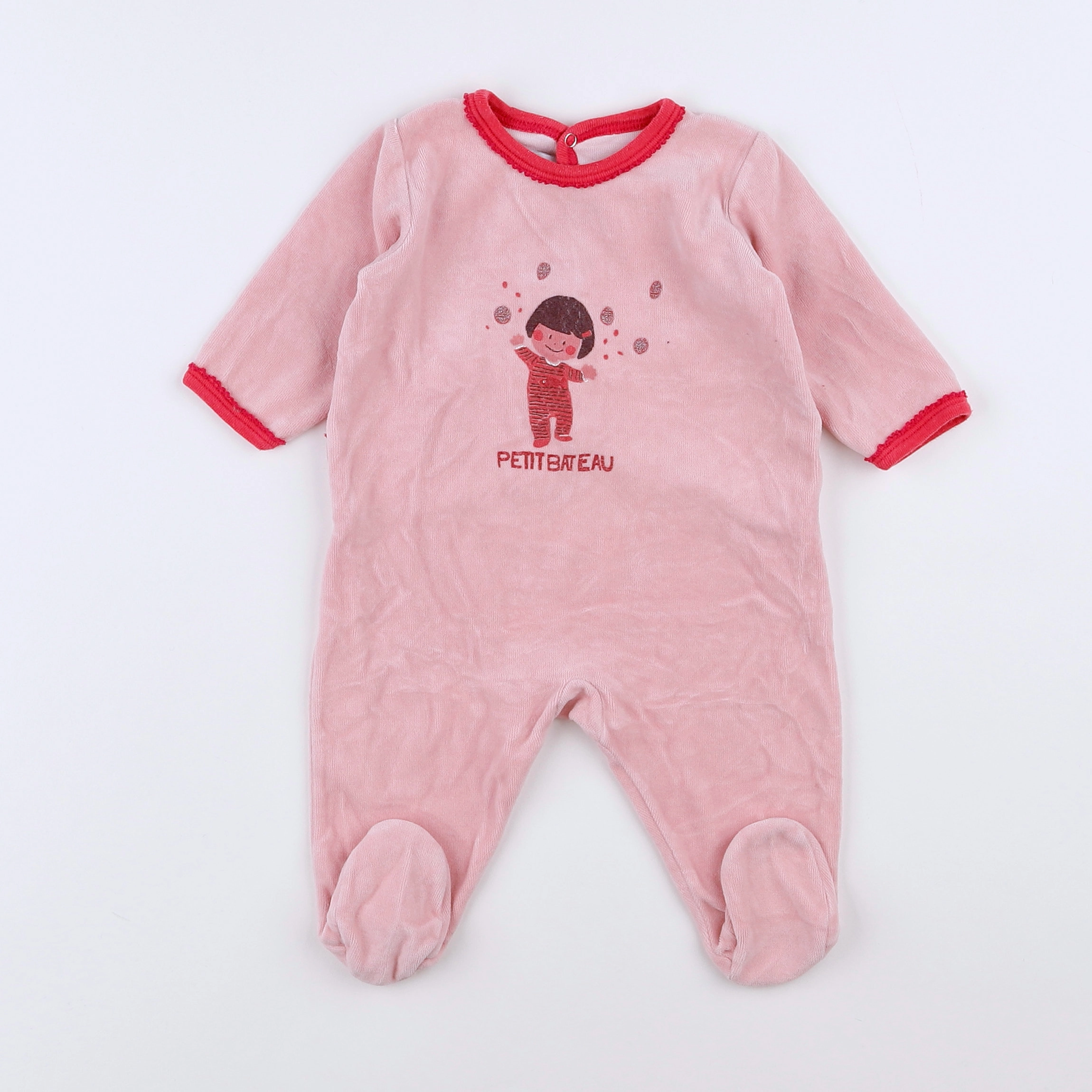 Petit Bateau - pyjama velours rose - 3 mois