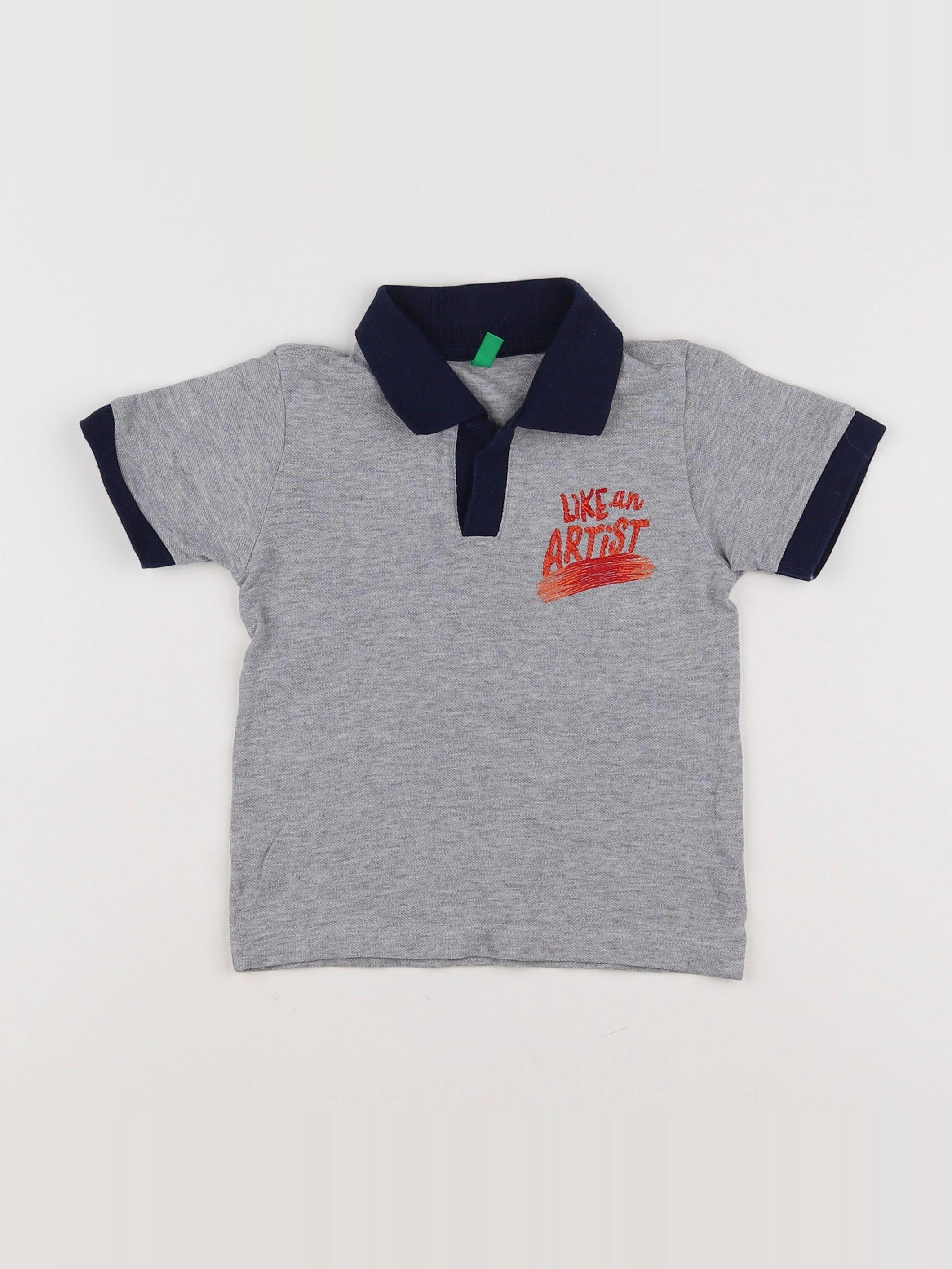 Benetton - polo gris - 12 mois