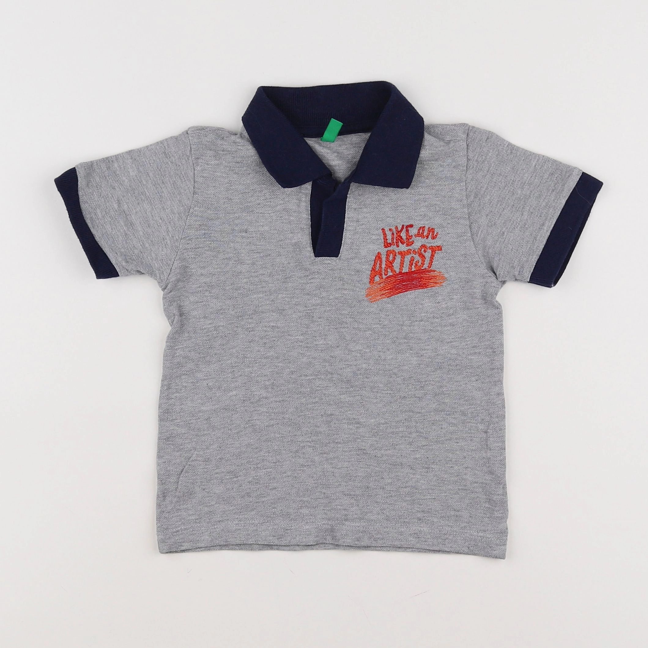 Benetton - polo gris - 12 mois