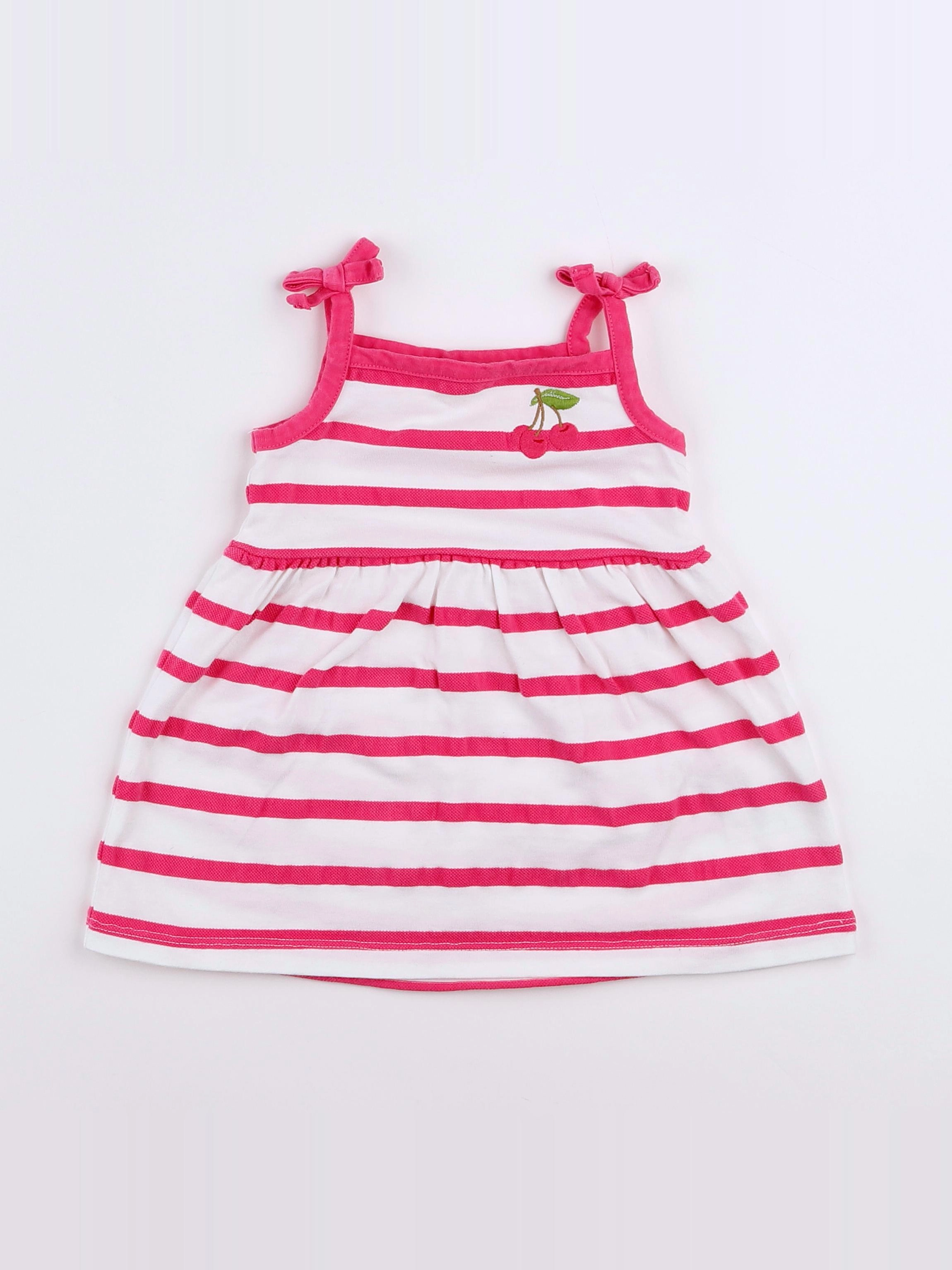 Jacadi - robe blanc, rose - 12 mois