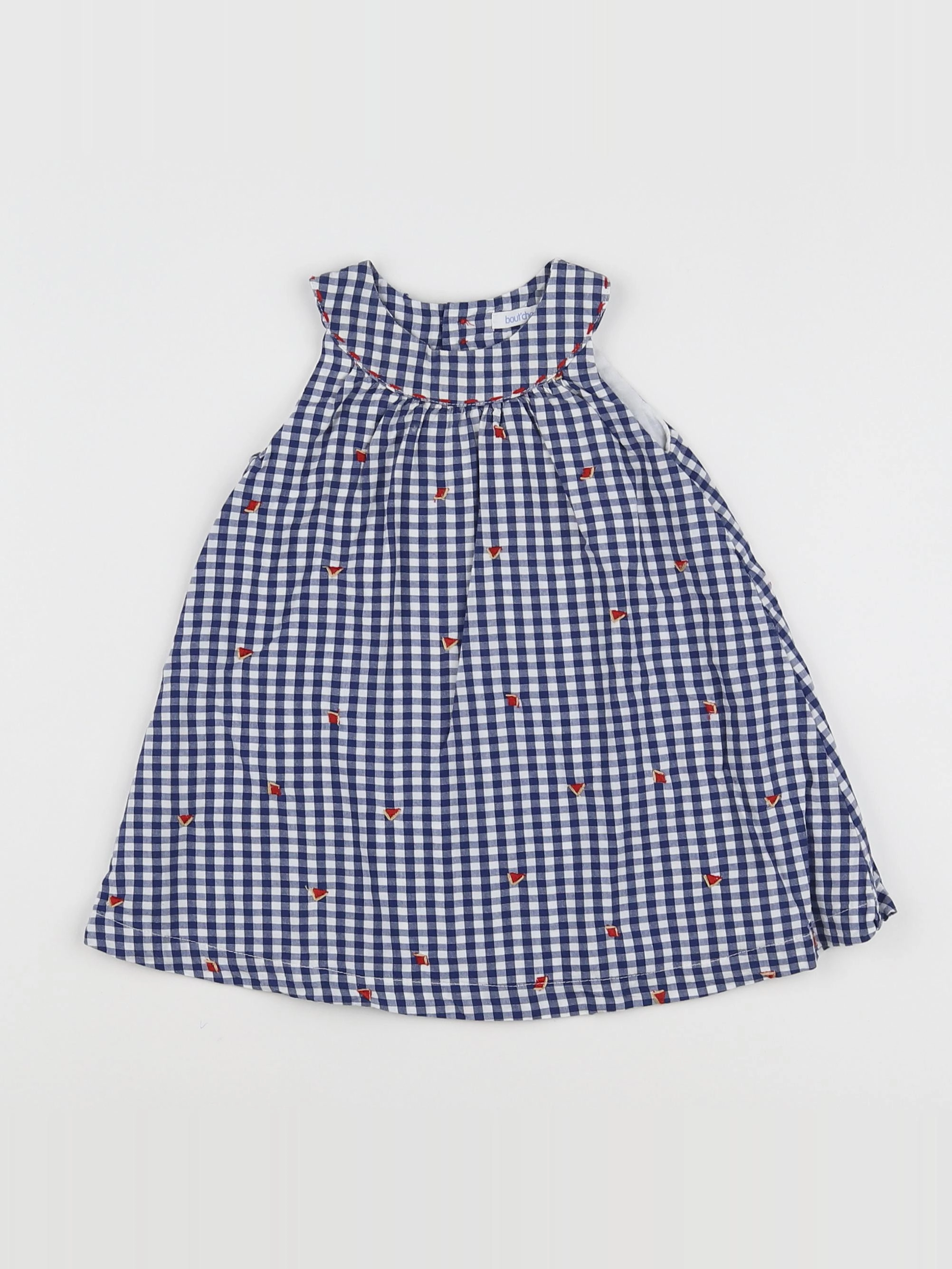 Boutchou - robe blanc, bleu - 6 mois