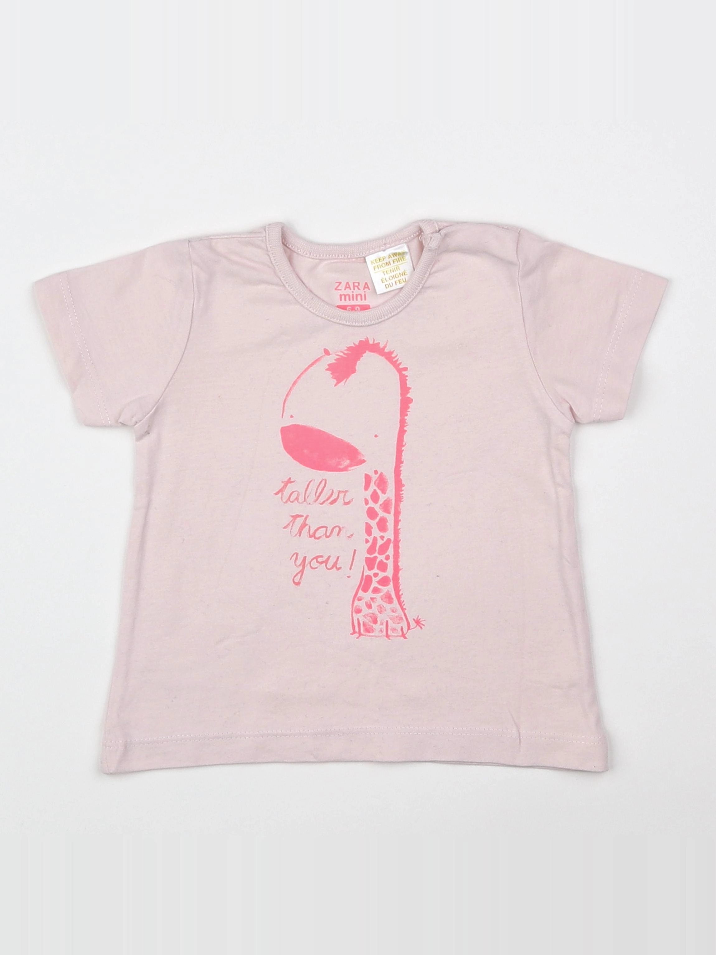 Zara - tee-shirt rose - 6/9 mois