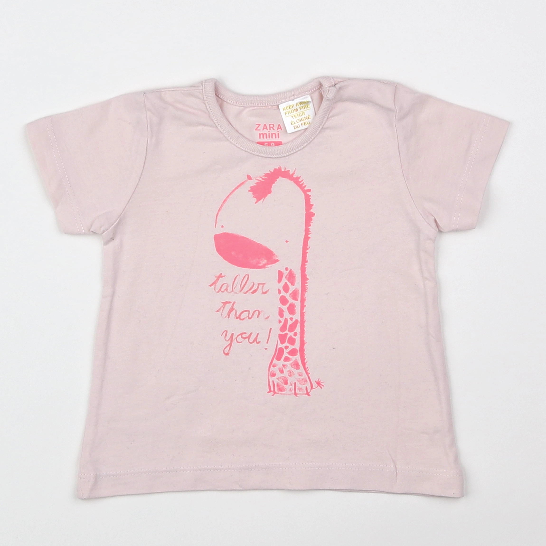 Zara - tee-shirt rose - 6/9 mois