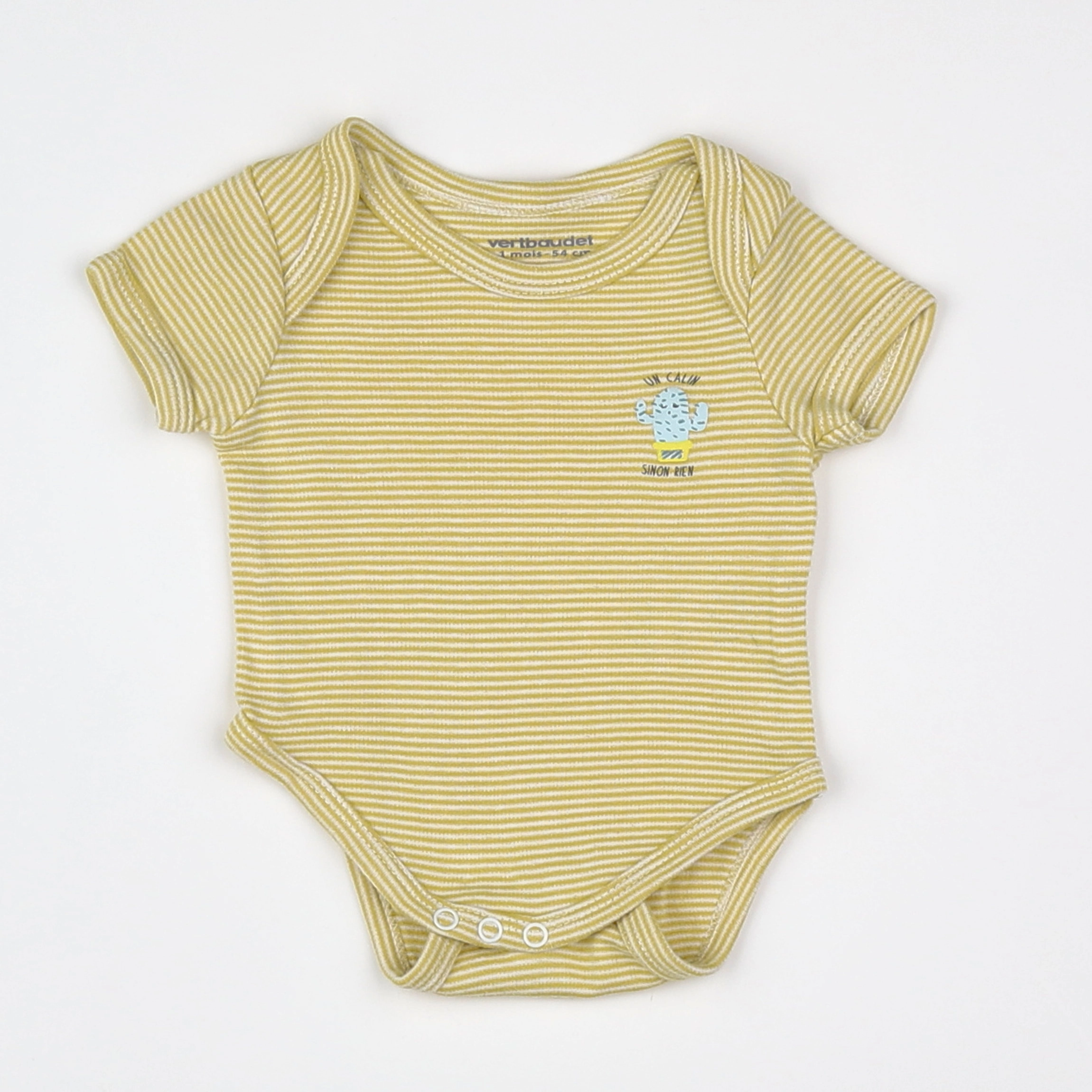 Vertbaudet - body blanc, jaune - 1 mois