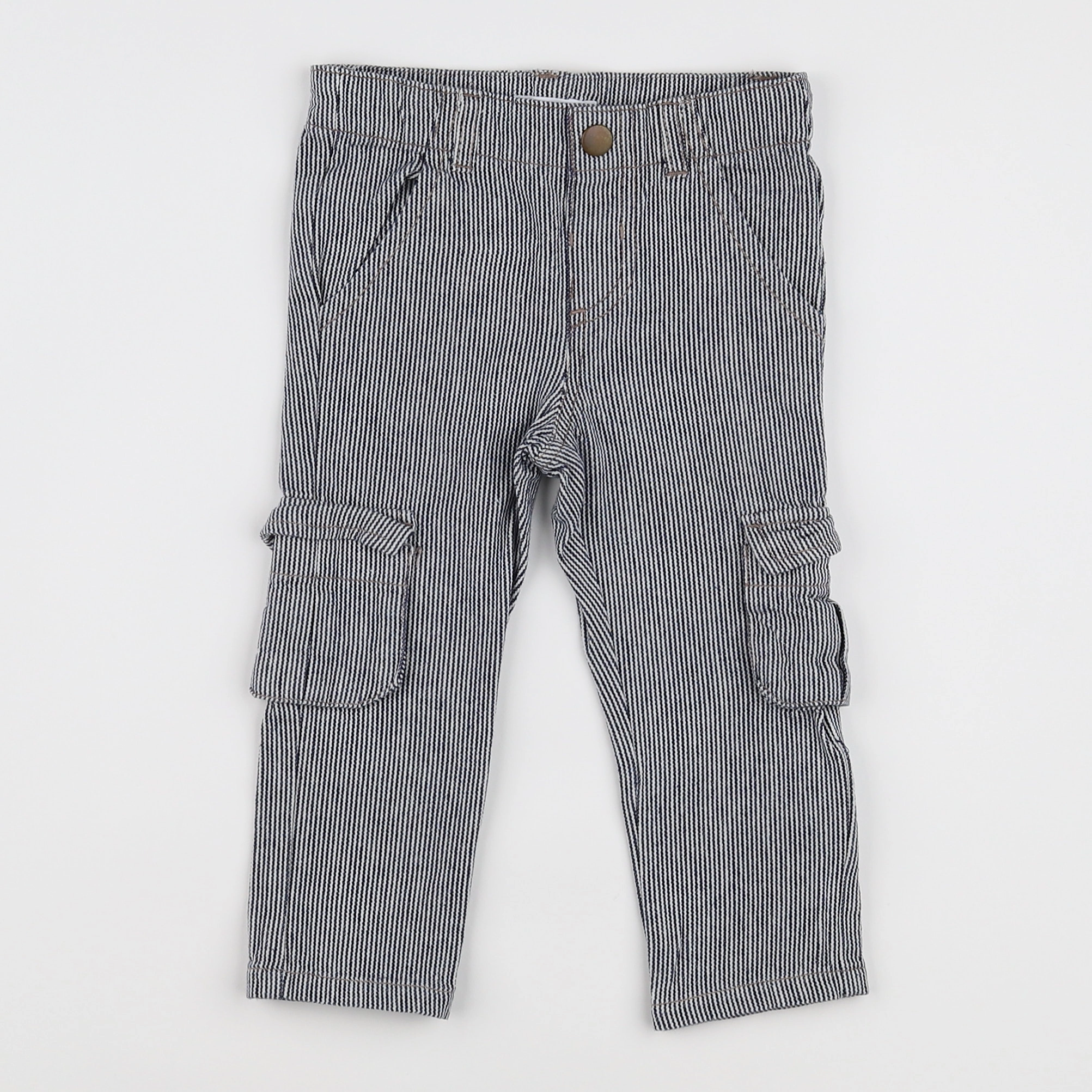 Boutchou - pantalon bleu, blanc - 12 mois