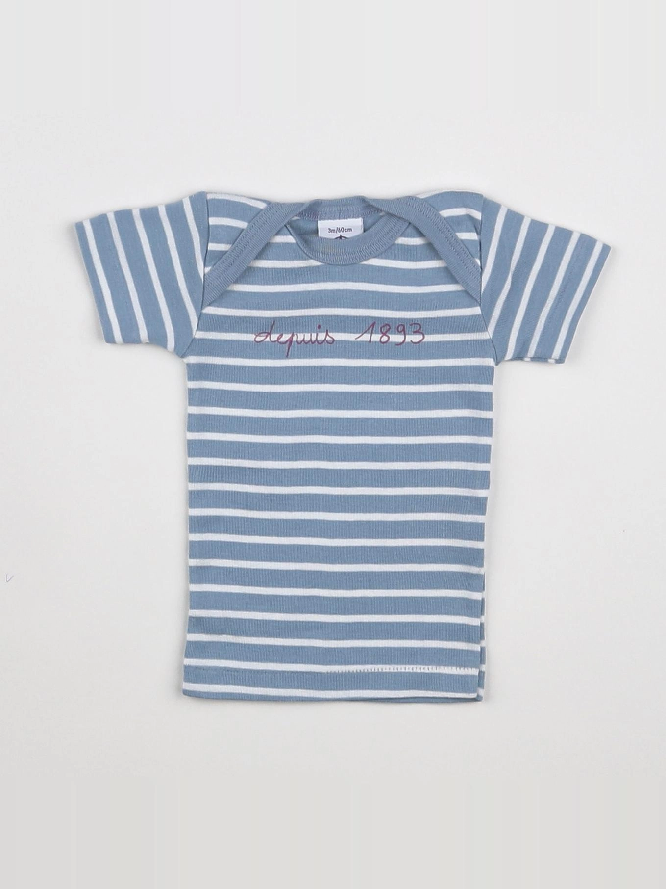 Petit Bateau - maillot de corps blanc, bleu - 3 mois