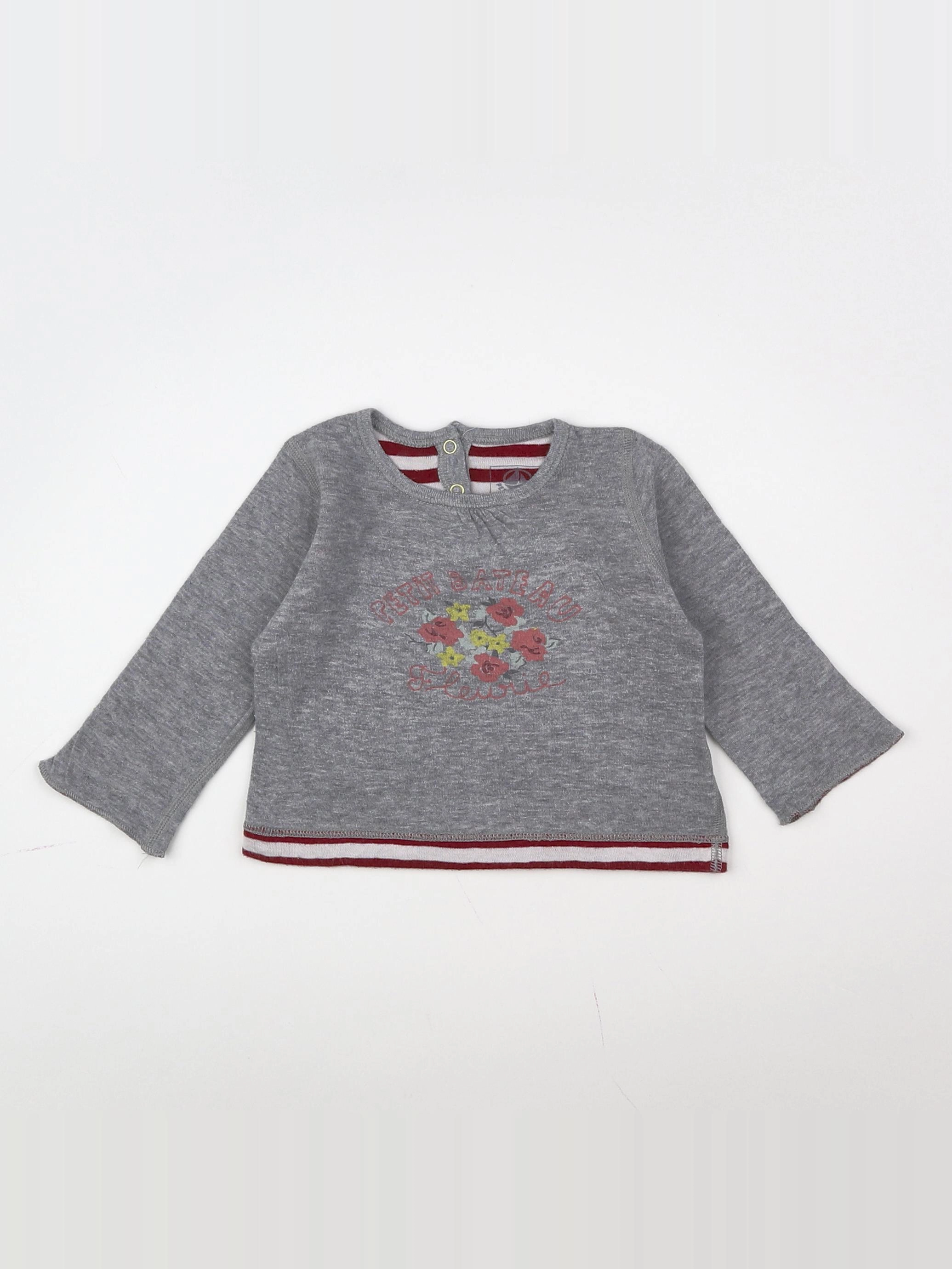 Petit Bateau - tee-shirt gris - 3 mois