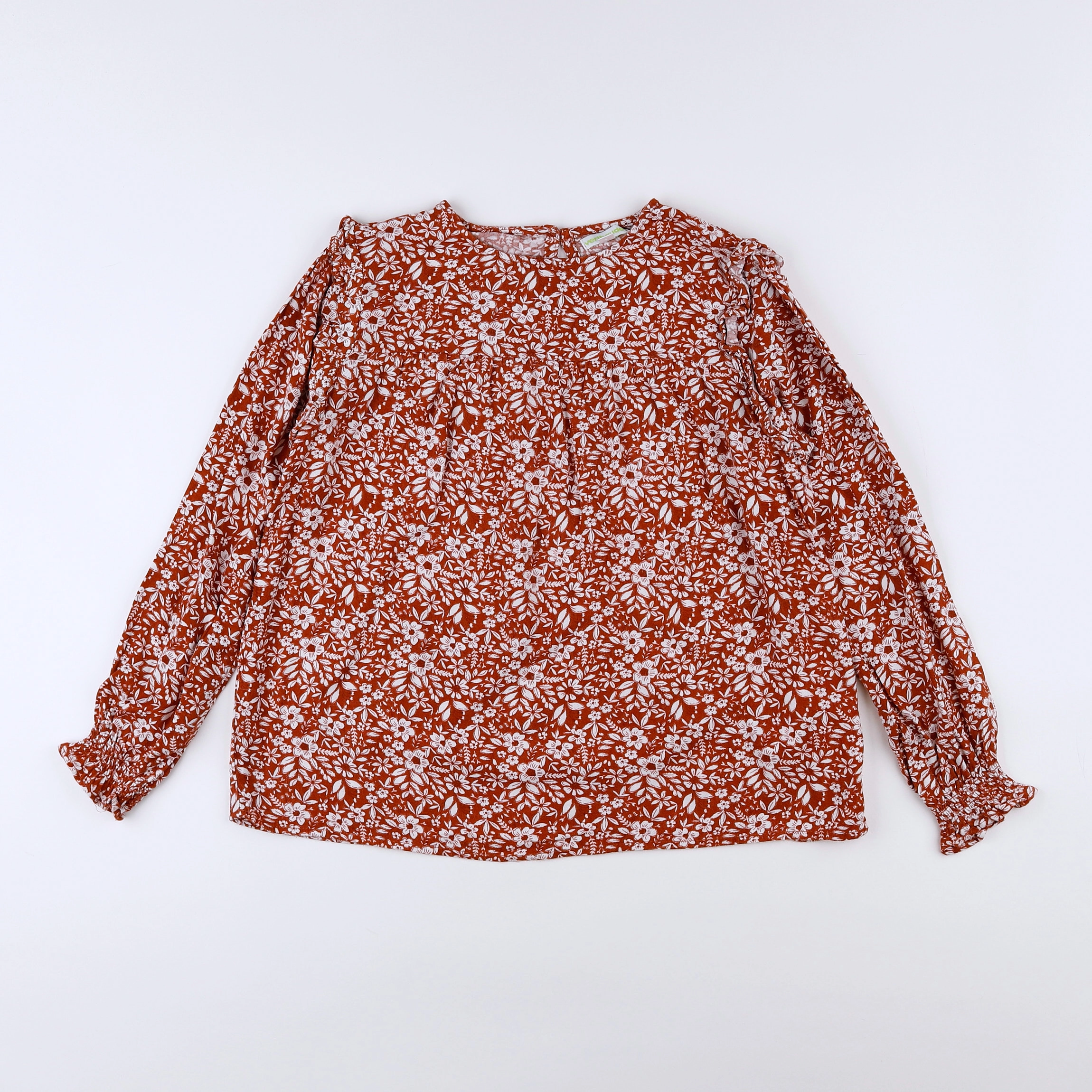 Vertbaudet - blouse marron, blanc - 10 ans