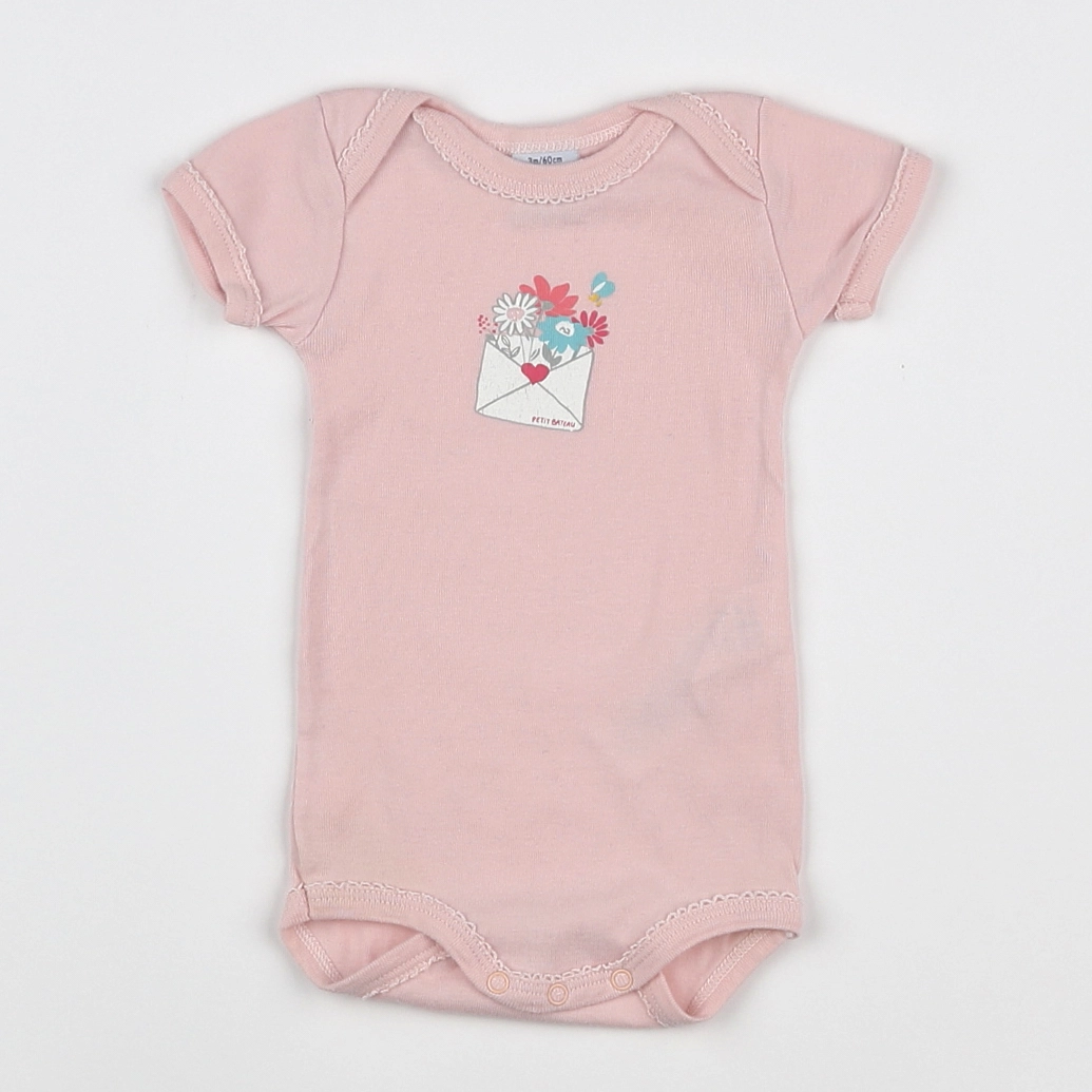 Petit Bateau - body rose - 3 mois
