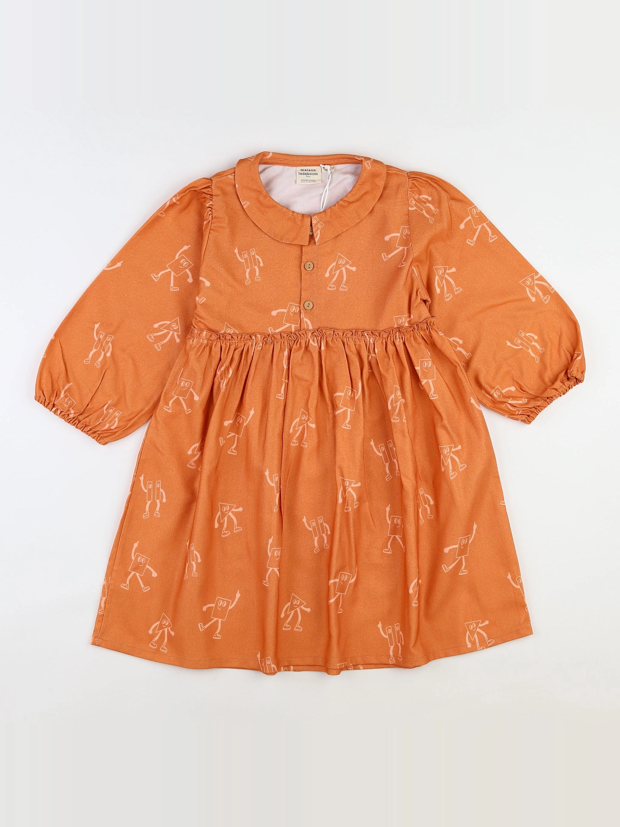 Maison Tadaboum - robe orange (neuf) - 8/9 ans
