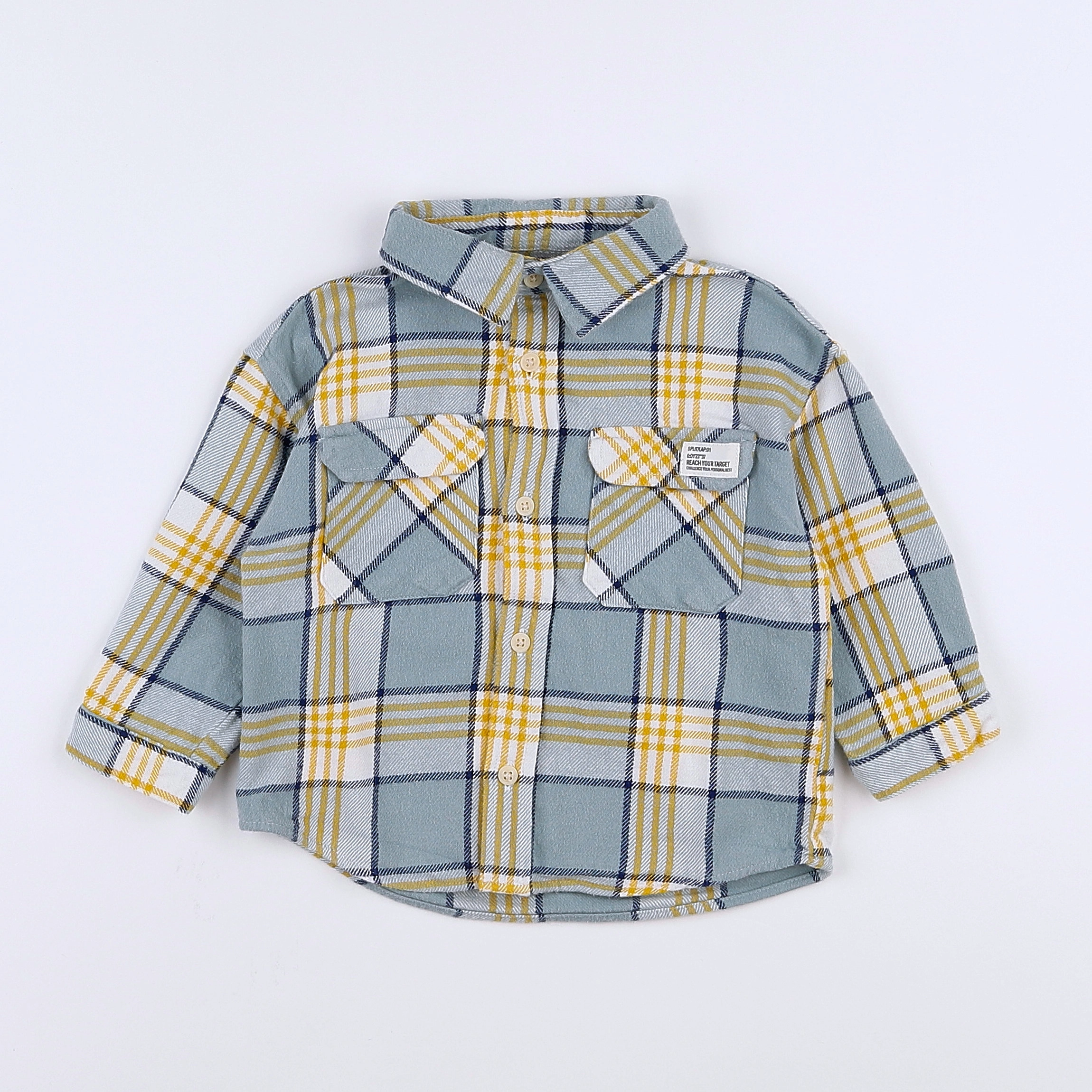 Zara - chemise beige, bleu, jaune - 9/12 mois