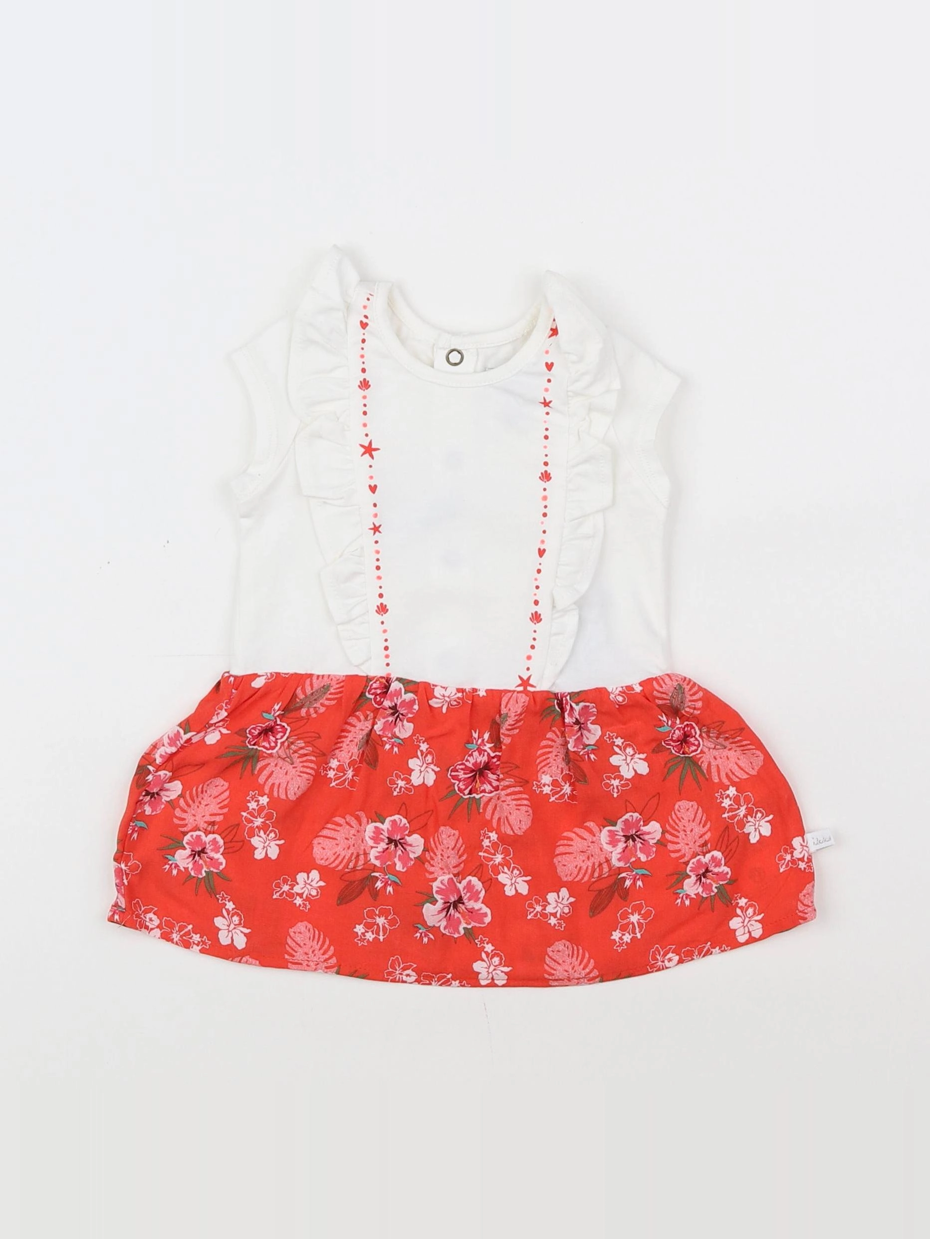 IKKS - robe blanc, rouge (état neuf) - 3 mois