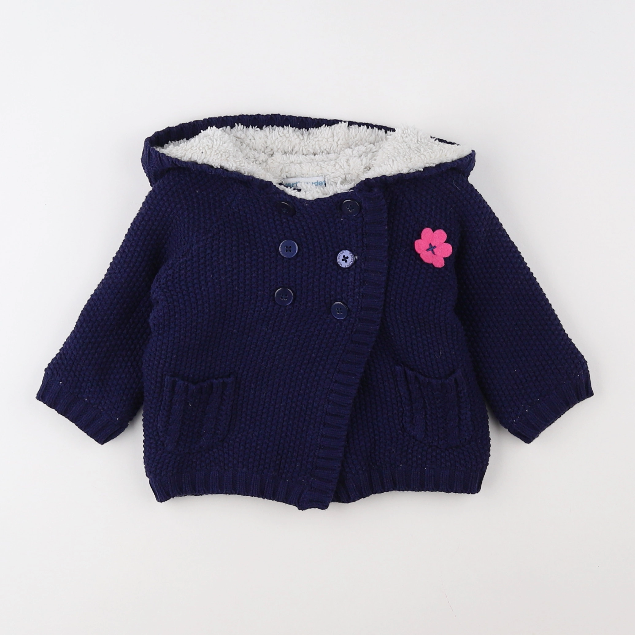 Vertbaudet - gilet bleu, blanc - 3 mois