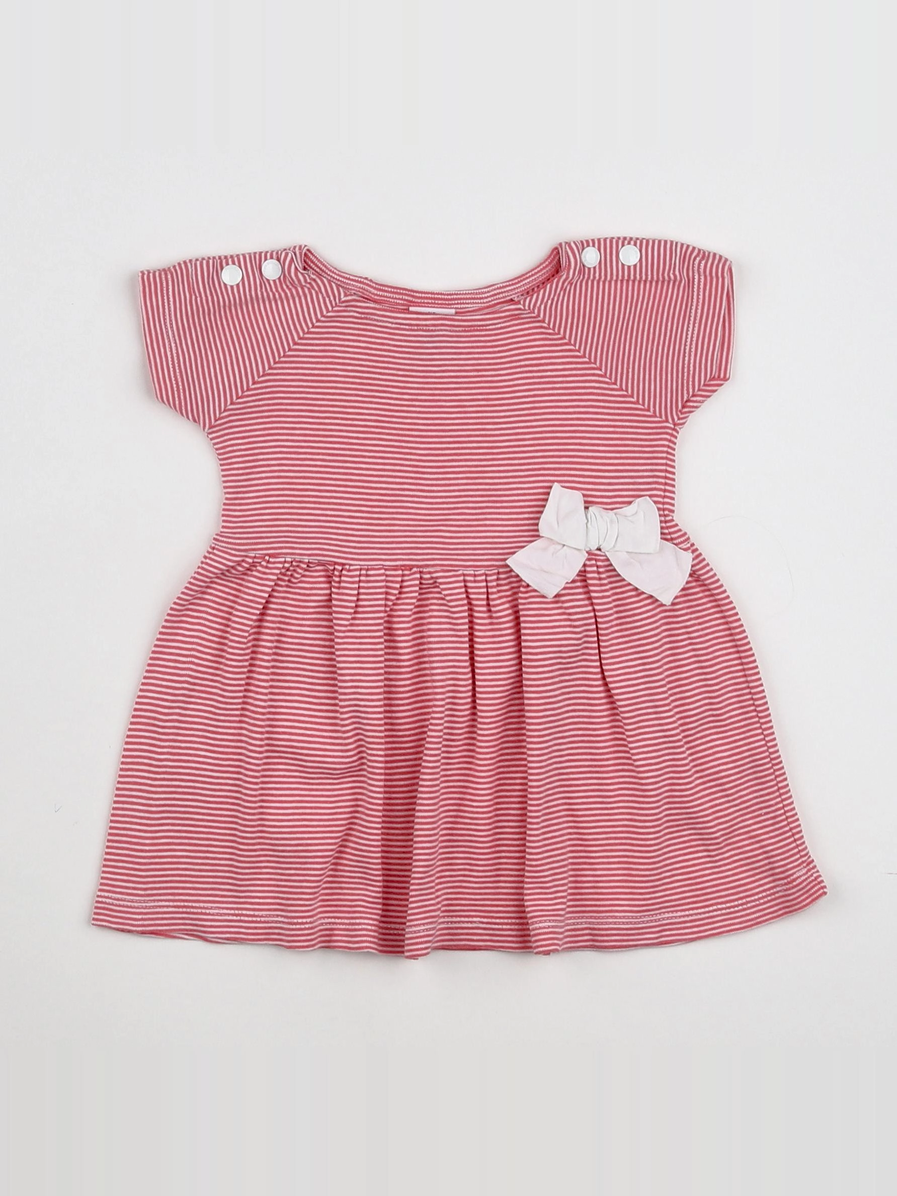 Petit Bateau - robe blanc, rose - 6 mois