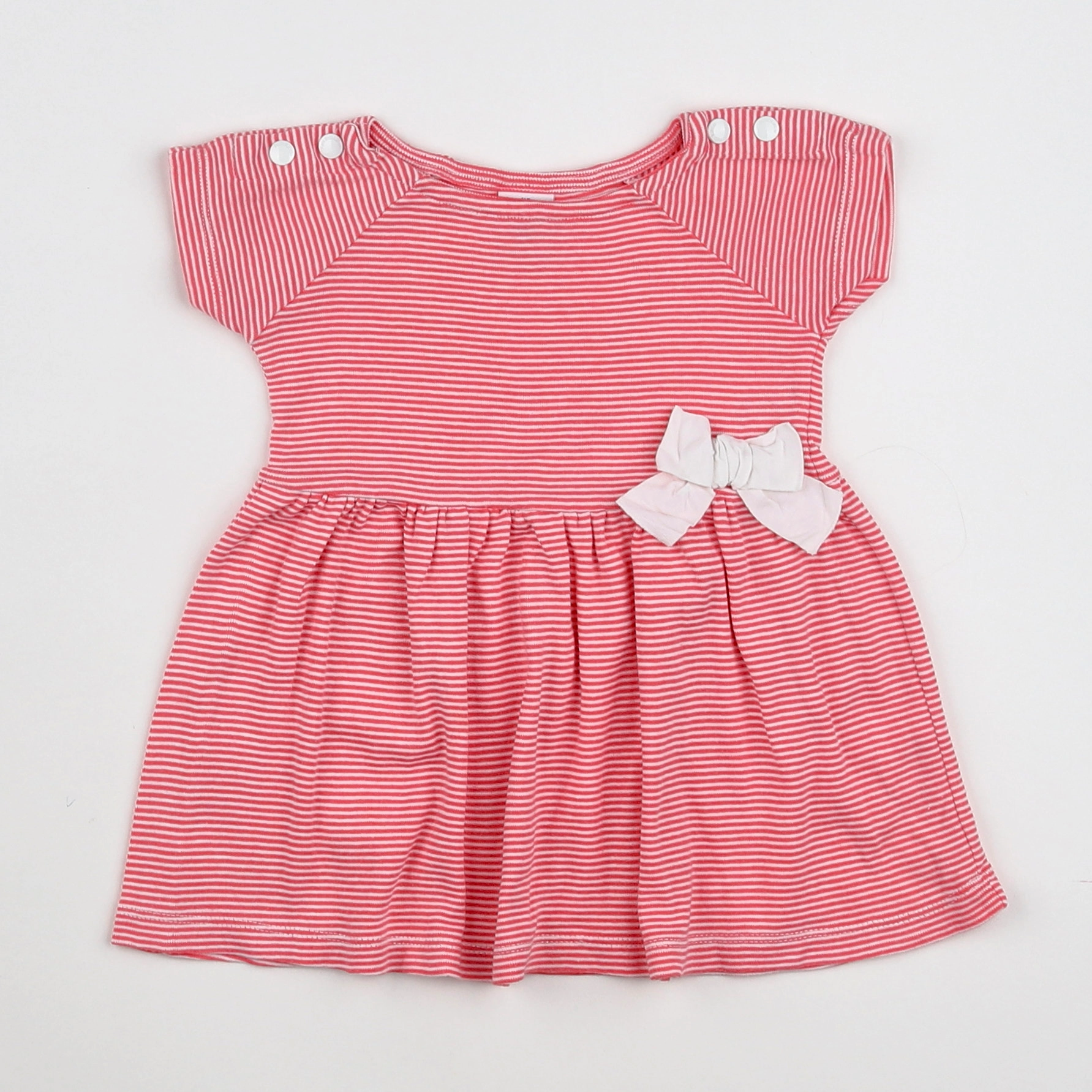 Petit Bateau - robe blanc, rose - 6 mois